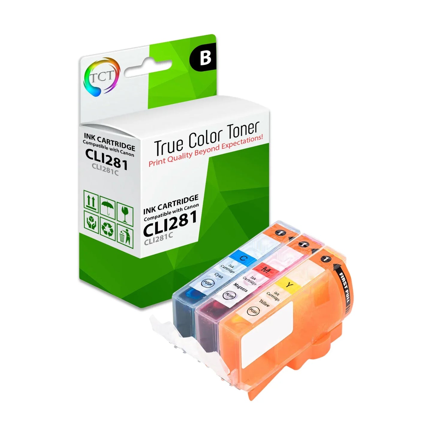 TCT Compatible Ink Cartridge Replacement for the Canon CLI-281 Series - 3 Pack (C, M, Y) - True Color Toner