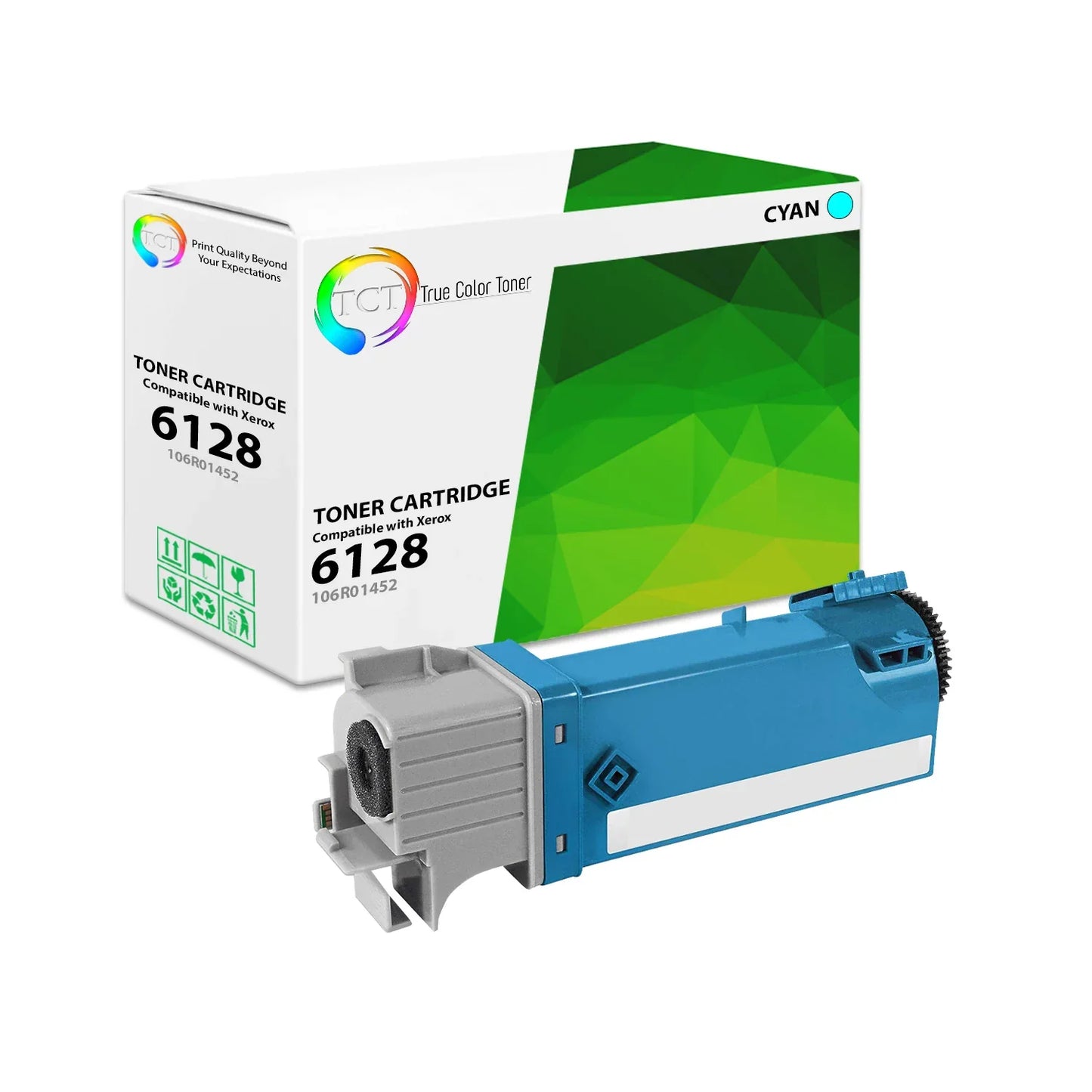 TCT Compatible Toner Cartridge Replacement for the Xerox 6128 Series - 1 Pack Cyan - True Color Toner