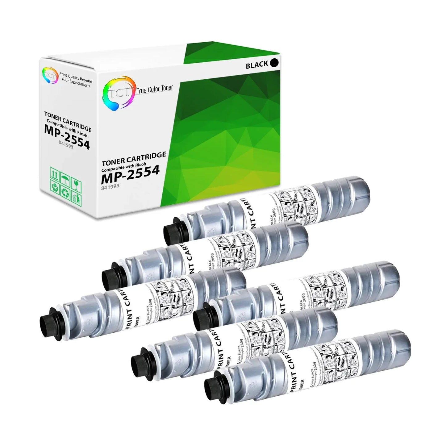 TCT Compatible Toner Cartridge Replacement for the Ricoh MP-2554 Series - 6 Pack Black - True Color Toner