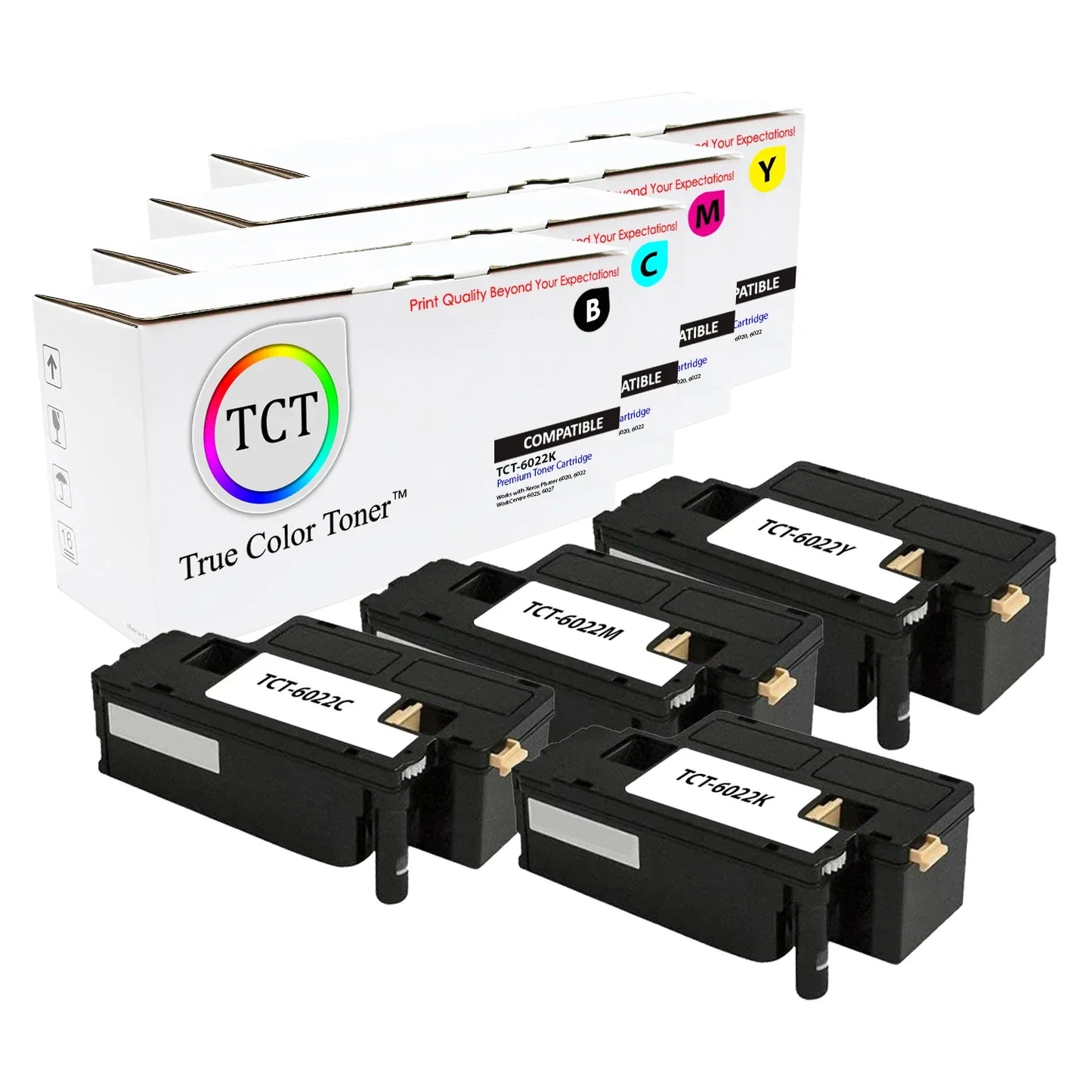 TCT Compatible Toner Cartridge Replacement for the Xerox 6022 Series - 4 Pack (BK, C, M, Y) - True Color Toner