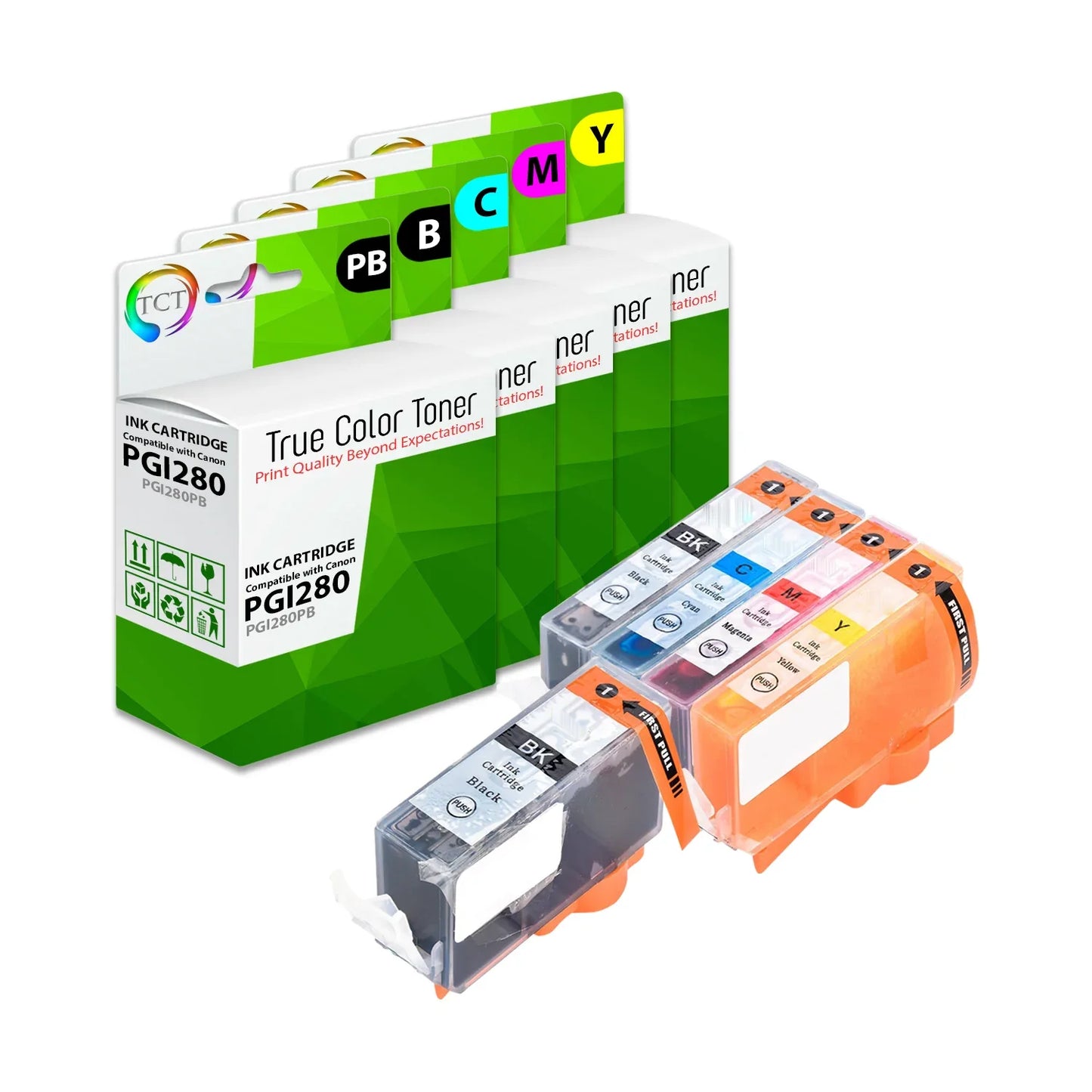 TCT Compatible Ink Cartridge Replacement for the Canon PGI-280 CLI-281 Series - 5 Pack (PB,B,C,M,Y) - True Color Toner