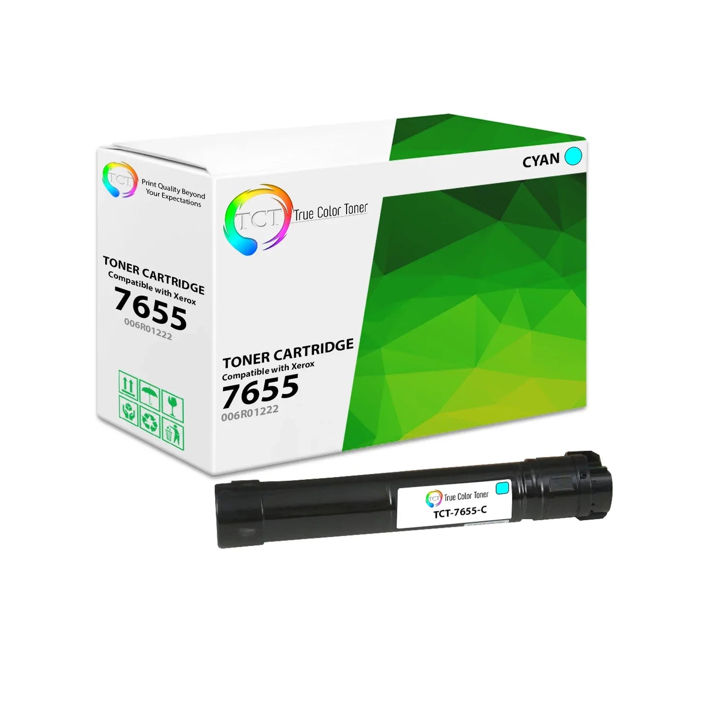 TCT Compatible Toner Cartridge Replacement for the Xerox 7655 Series - 1 Pack Cyan - True Color Toner