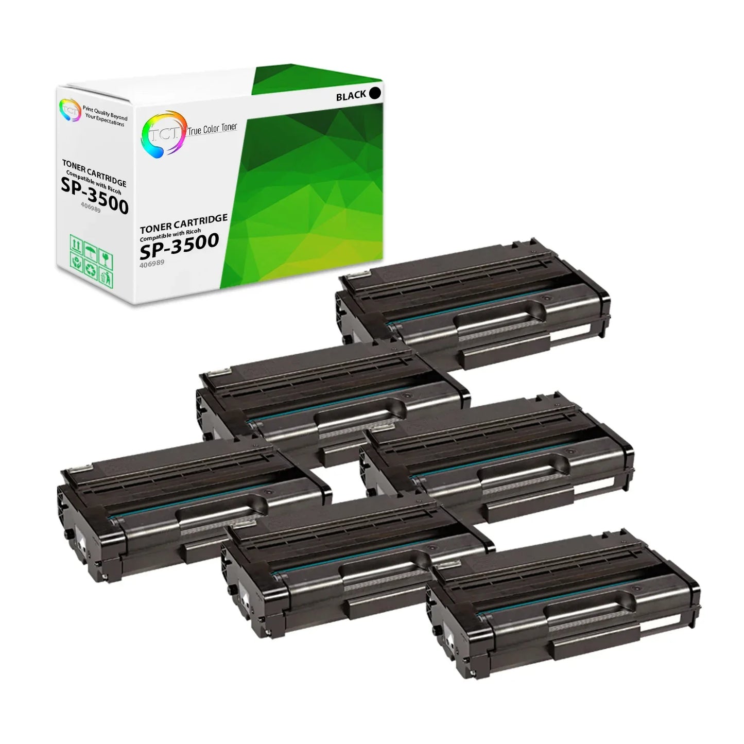 TCT Compatible Toner Cartridge Replacement for the Ricoh SP-3500 Series - 6 Pack Black - True Color Toner