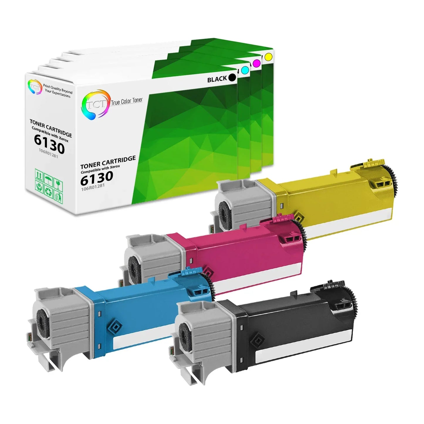 TCT Compatible Toner Cartridge Replacement for the Xerox 6130 Series - 4 Pack (BK, C, M, Y) - True Color Toner