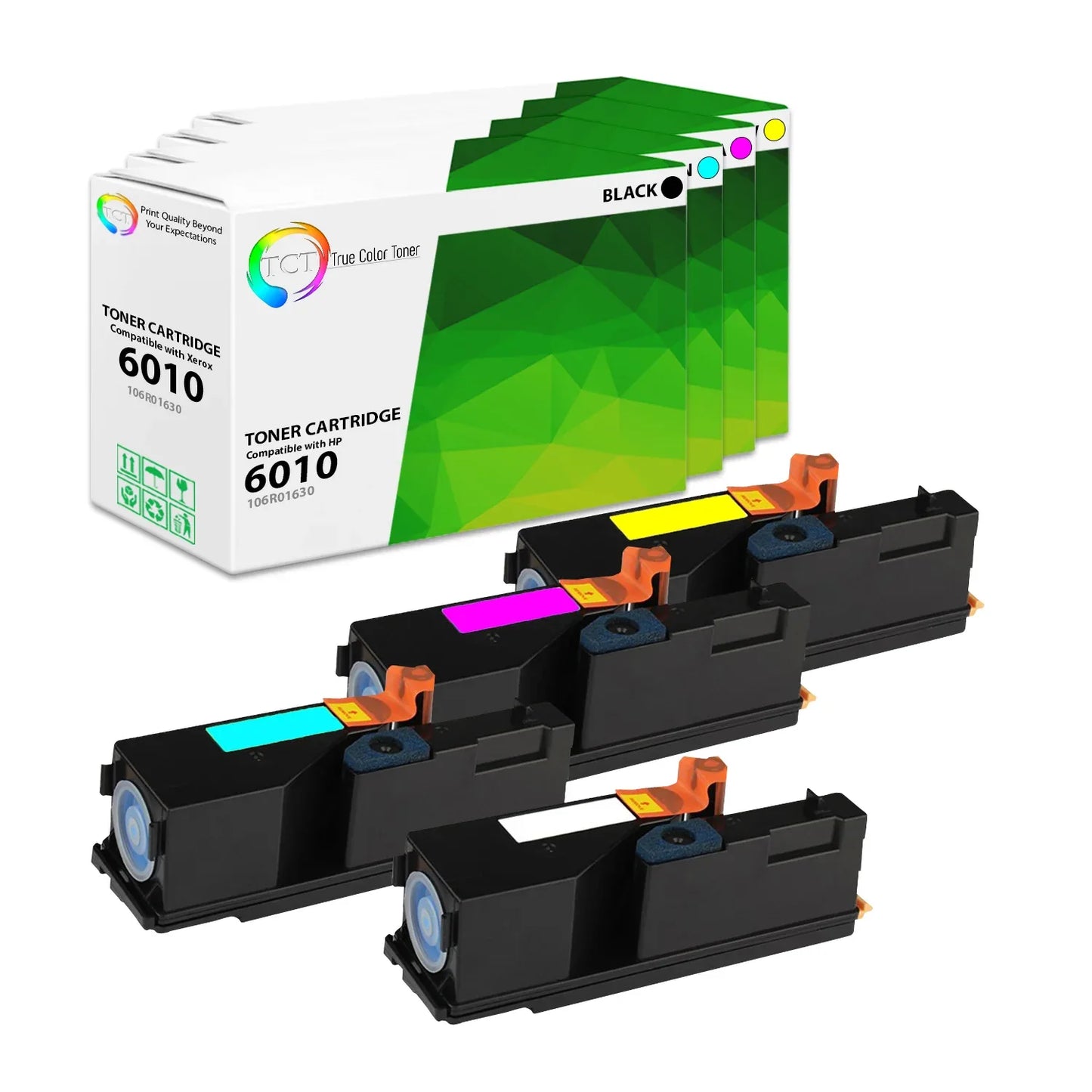 TCT Compatible Toner Cartridge Replacement for the Xerox 6010 Series - 4 Pack (BK, C, M, Y) - True Color Toner
