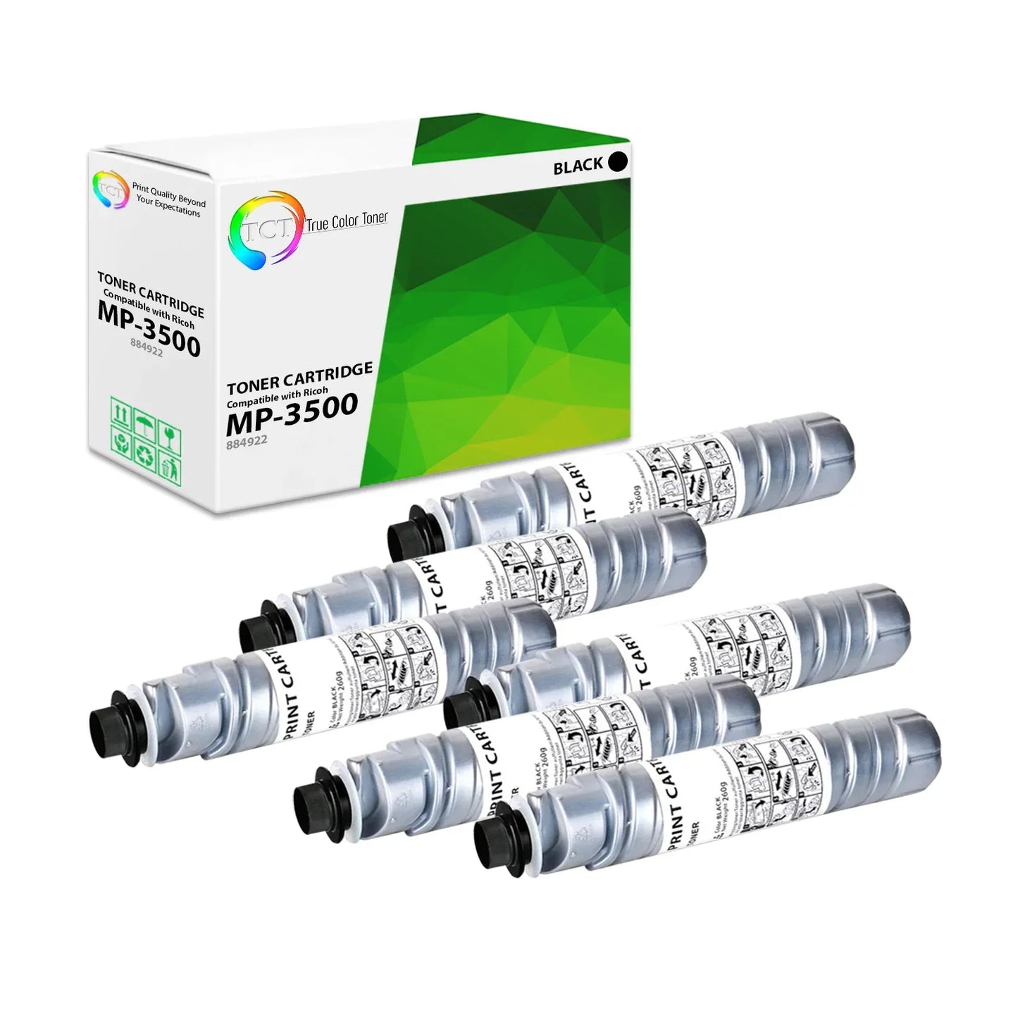 TCT Compatible Toner Cartridge Replacement for the Ricoh MP-3500 Series - 6 Pack Black - True Color Toner