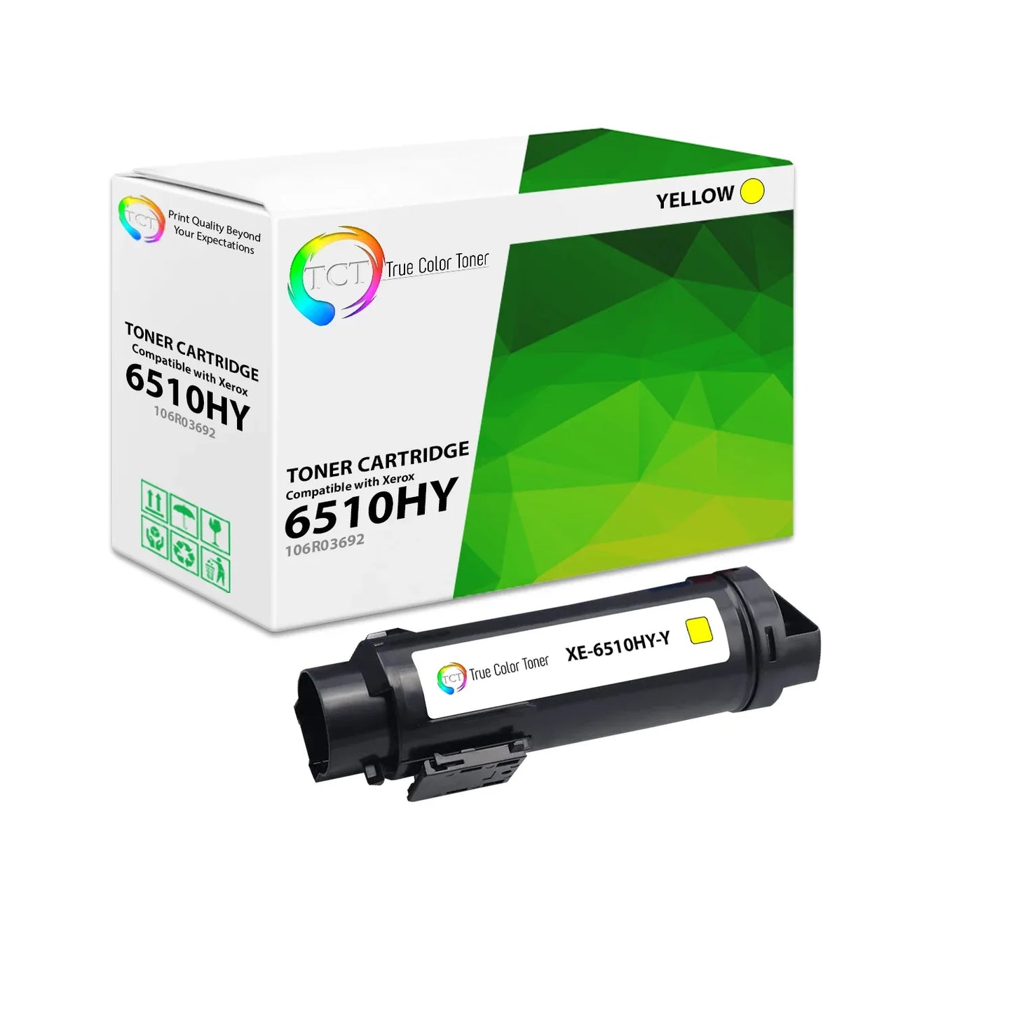 TCT Compatible High Yield Toner Cartridge Replacement for the Xerox 6510HY Series - 1 Pack Yellow - True Color Toner