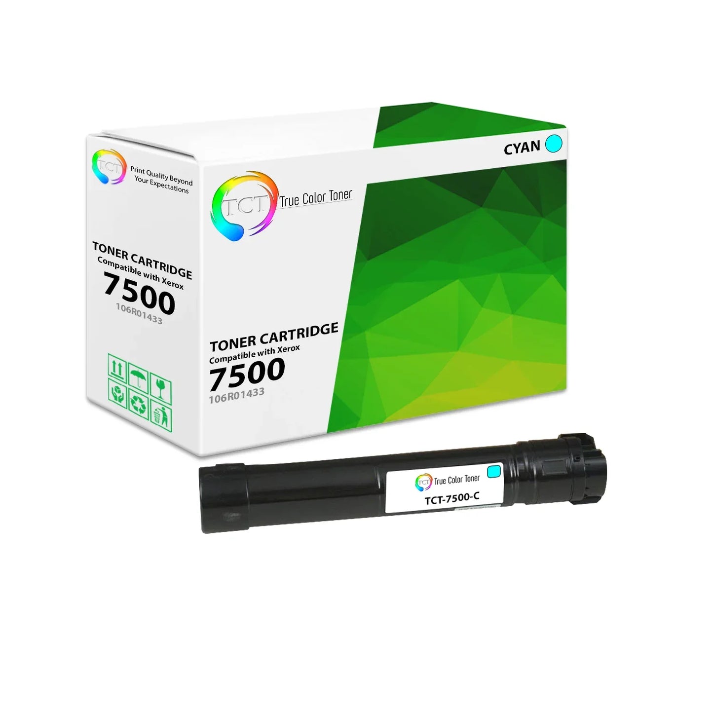 TCT Compatible Toner Cartridge Replacement for the Xerox 7500 Series - 1 Pack Cyan - True Color Toner