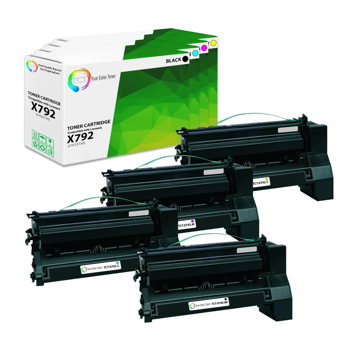TCT Compatible Extra HY Toner Cartridge Replacement for the Lexmark X792 Series - 4 Pack (BCMY) - True Color Toner