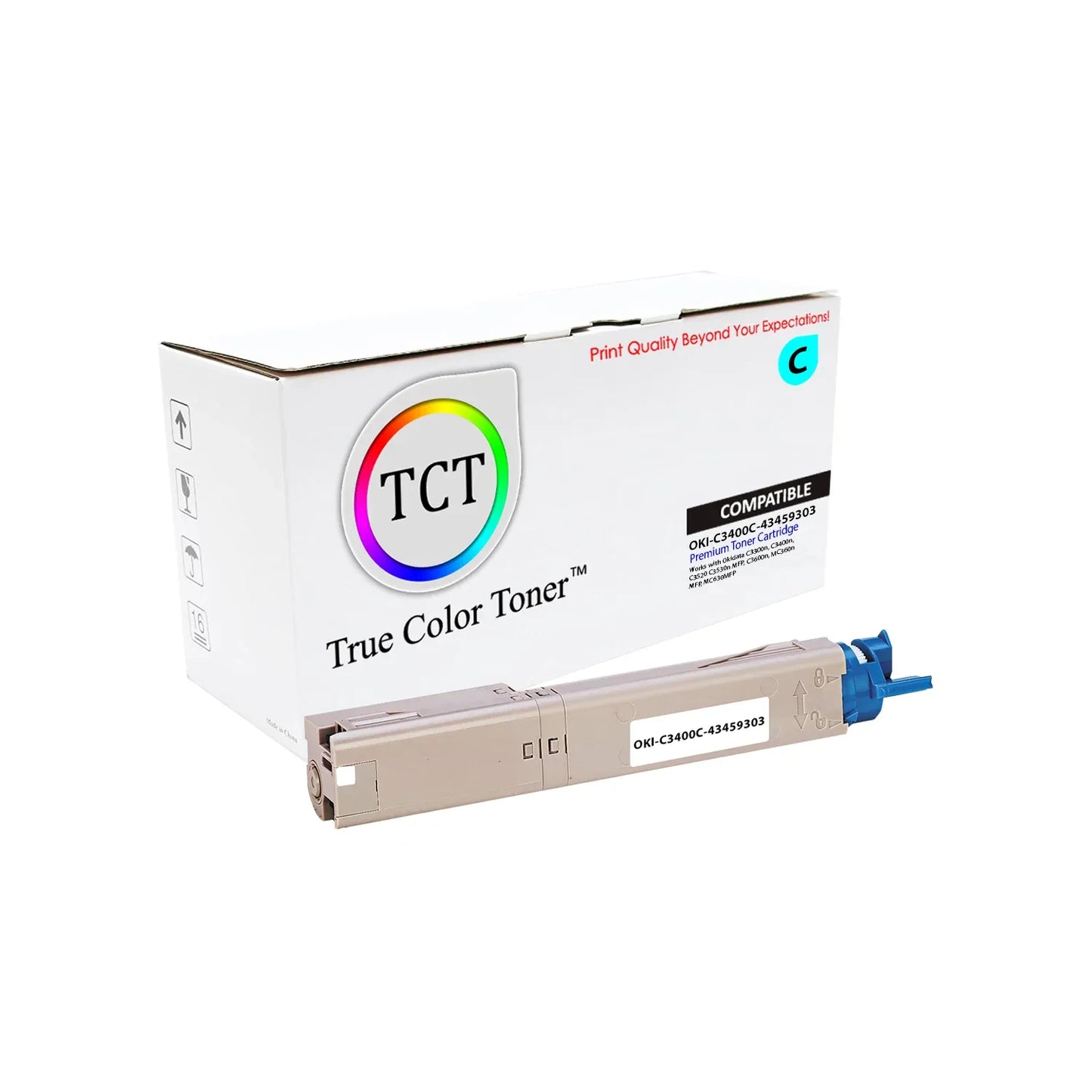TCT Compatible Toner Cartridge Replacement for the Okidata C3400 Series - 1 Pack Cyan - True Color Toner