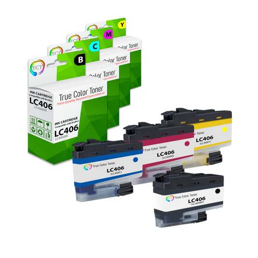 TCT Compatible Ink Cartridge Replacement for the Brother LC406 Series - 4 Pack (1BK, 1C, 1M, 1Y)