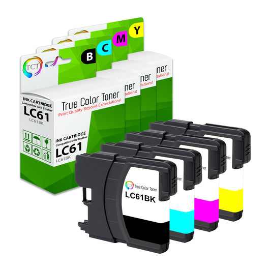 TCT Compatible Ink Cartridge Replacement for the Brother LC61 Series - 4 Pack (B, C, M, Y)