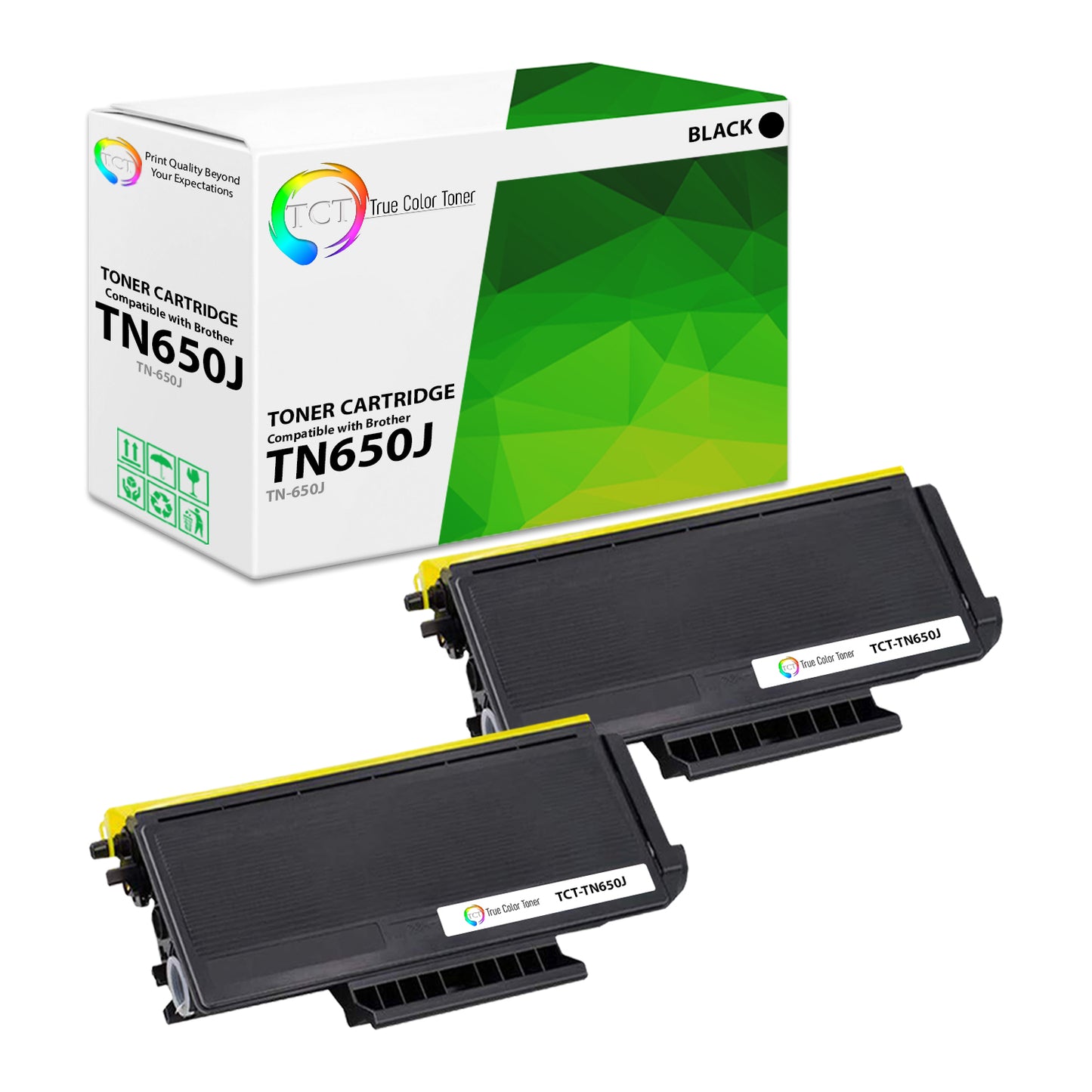TCT Compatible Jumbo Toner Cartridge Replacement for the Brother TN-620 TN-650 Series - 2 Pack Black