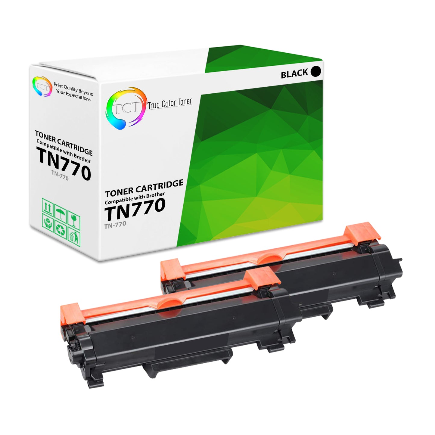 TCT Compatible Super HY Toner Cartridge Replacement for the Brother TN770 Series - 2 Pack Black