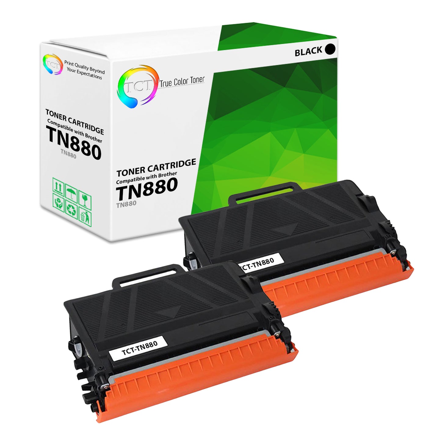 TCT Compatible Super HY Toner Cartridge Replacement for the Brother TN880 Series - 2 Pack Black