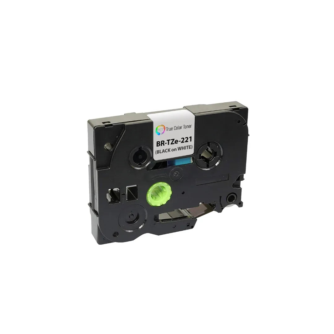 TCT 2Pk Compatible Brother TZe-221 works with Brother GL-100 PT-1000 PT-1000BM 3/8 inch (9mm) x 26.2ft (8m) Black on White - True Color Toner