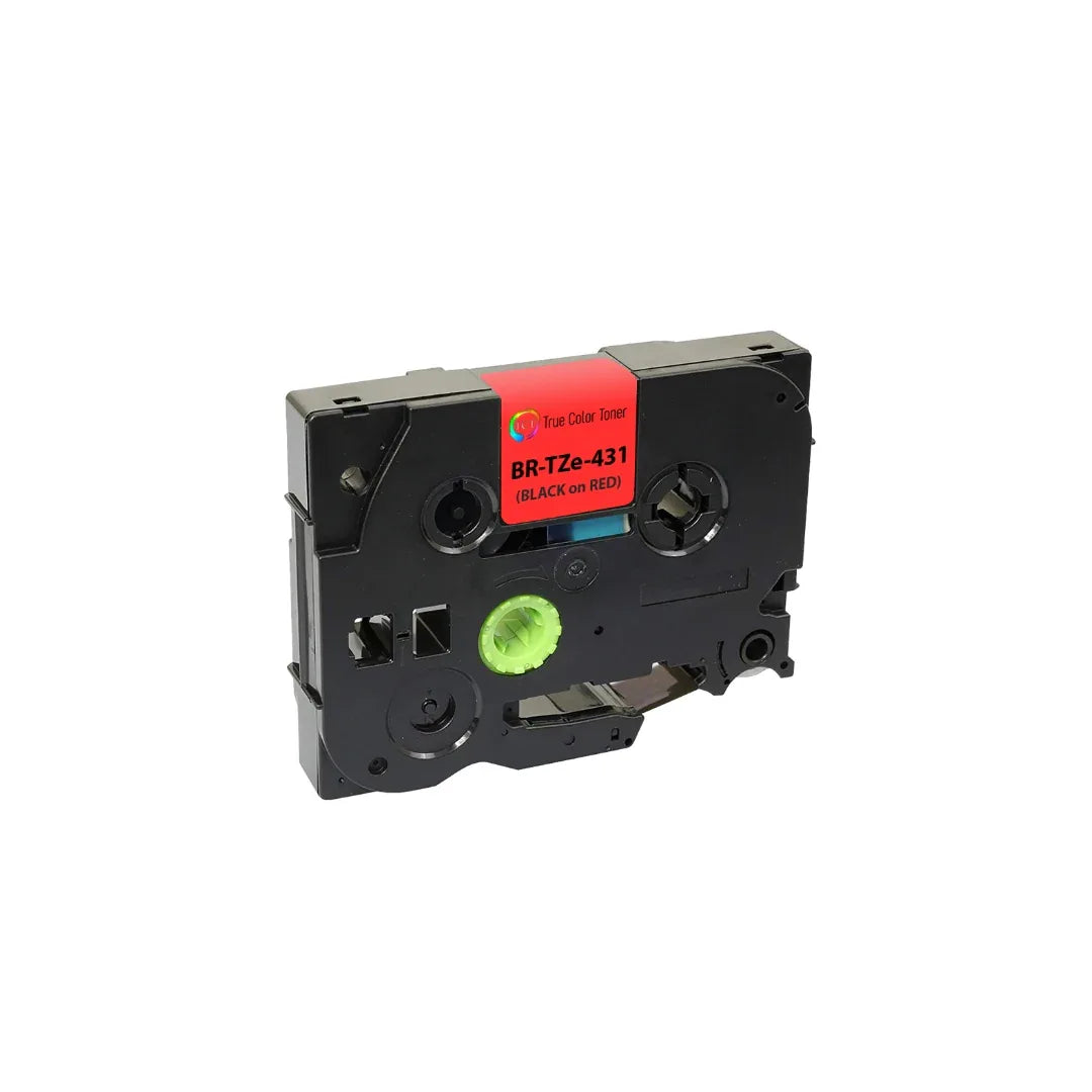 TCT 2Pk Compatible Brother TZe-431 works with Brother GL-100 PT-1000 PT-1000BM PT-1005 PT-1010 PT-1010B 1/2 inch (12mm) x 26.2' (8m) Black on Red - True Color Toner