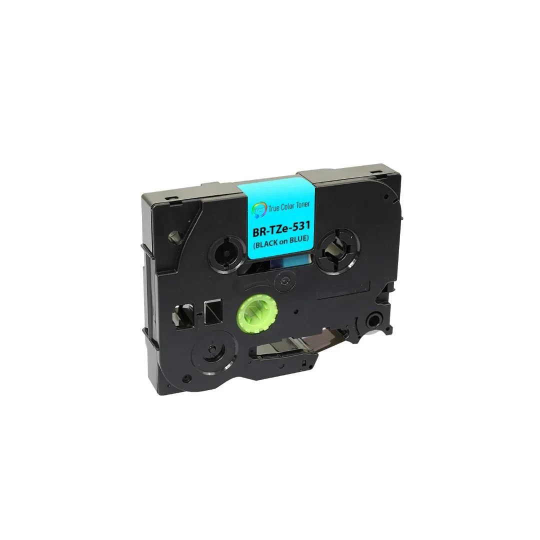 TCT 2Pk Compatible Brother TZe-531 works with Brother GL-100 PT-1000 PT-1000BM 1/2 inch (12mm) x 26.2' (8m) Black on Blue - True Color Toner