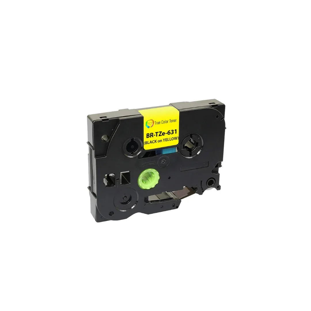 TCT 6Pk Compatible Brother TZe-631 works with Brother GL-100 PT-1000 PT-1000BM 1/2 inch (12mm) x 26.2' (8m) Black on Yellow - True Color Toner