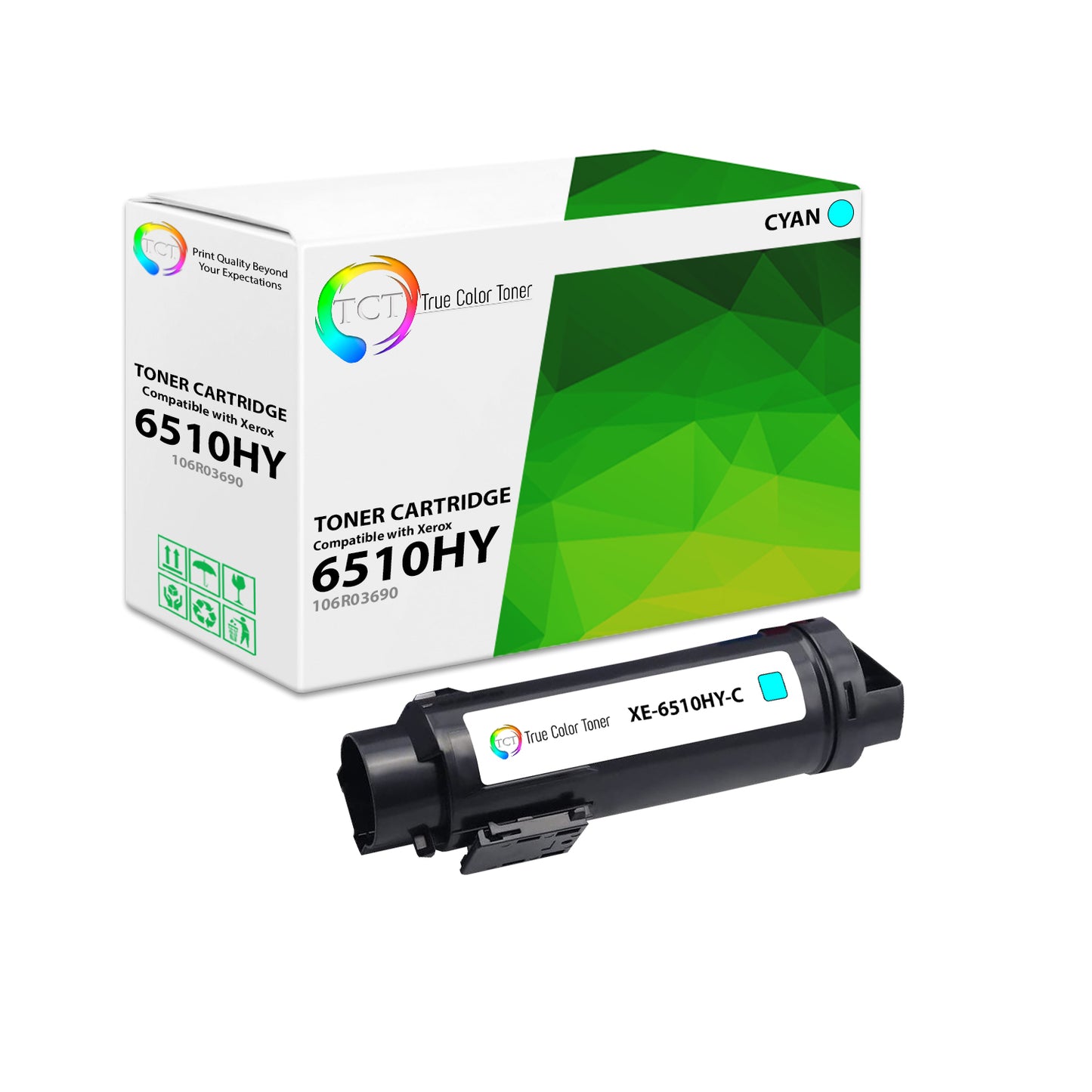 TCT Compatible High Yield Toner Cartridge Replacement for the Xerox 6510HY Series - 1 Pack Cyan