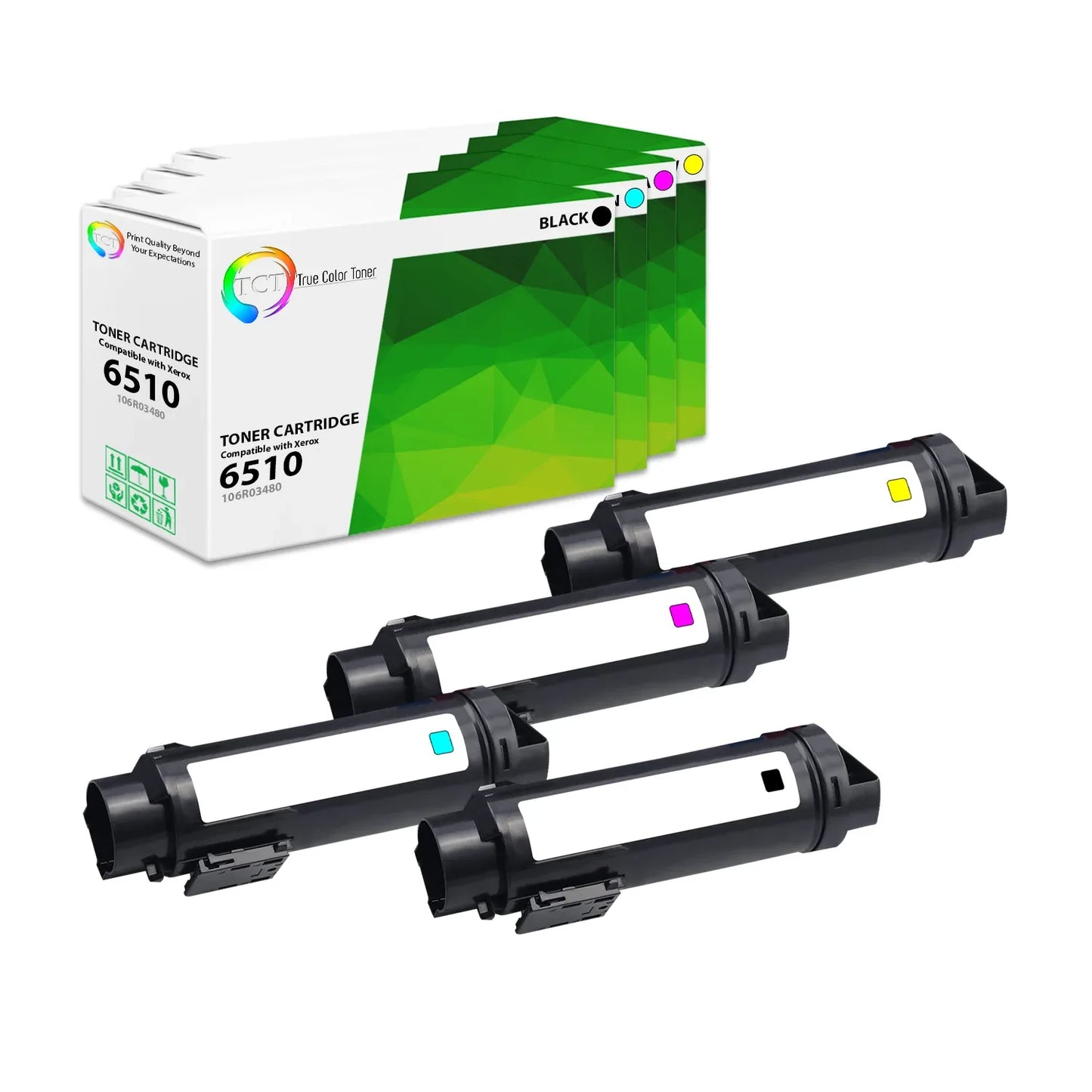 TCT Compatible Toner Cartridge Replacement for the Xerox 6510 Series - 4 Pack (BK, C, M, Y) - True Color Toner