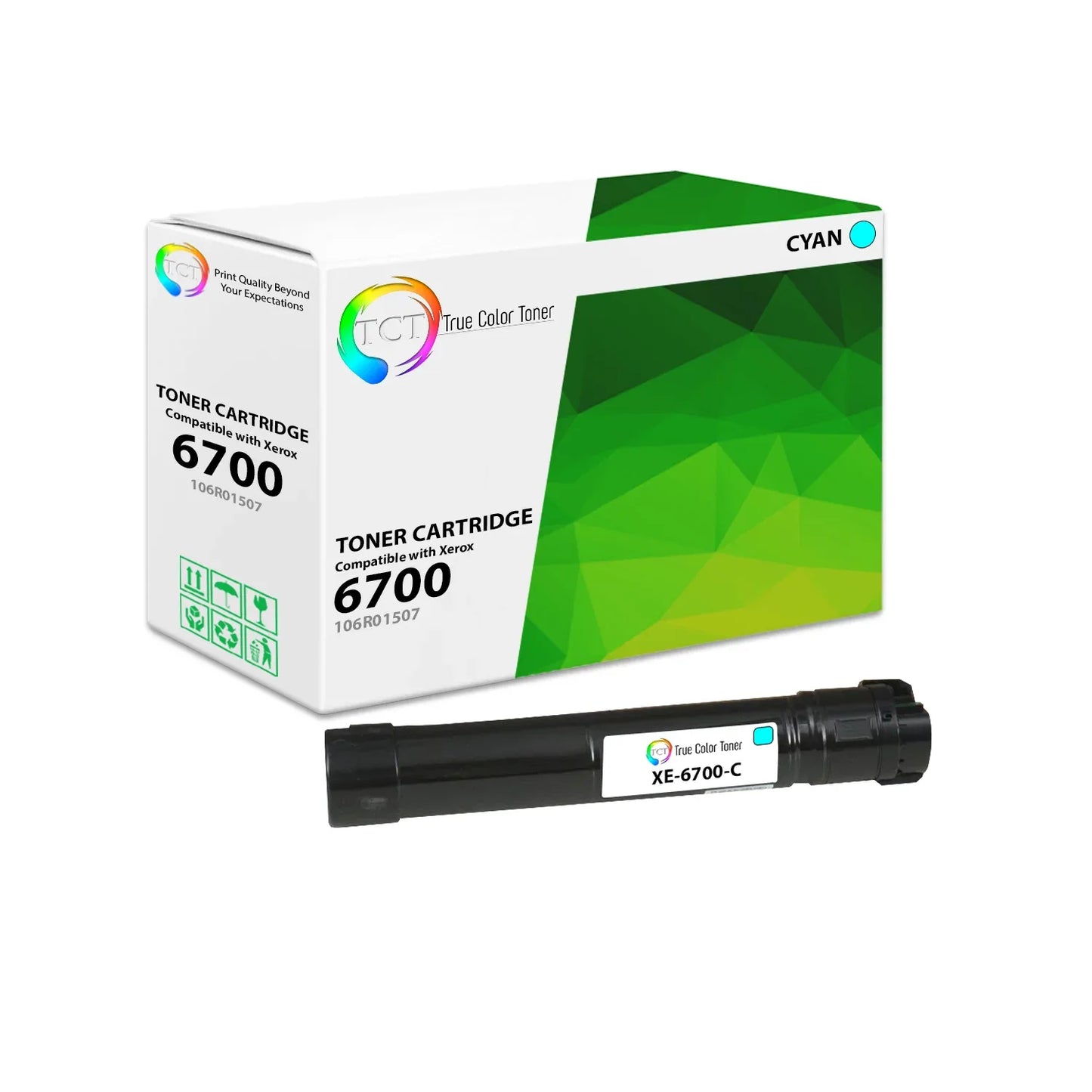 TCT Compatible Toner Cartridge Replacement for the Xerox 6700 Series - 1 Pack Cyan - True Color Toner