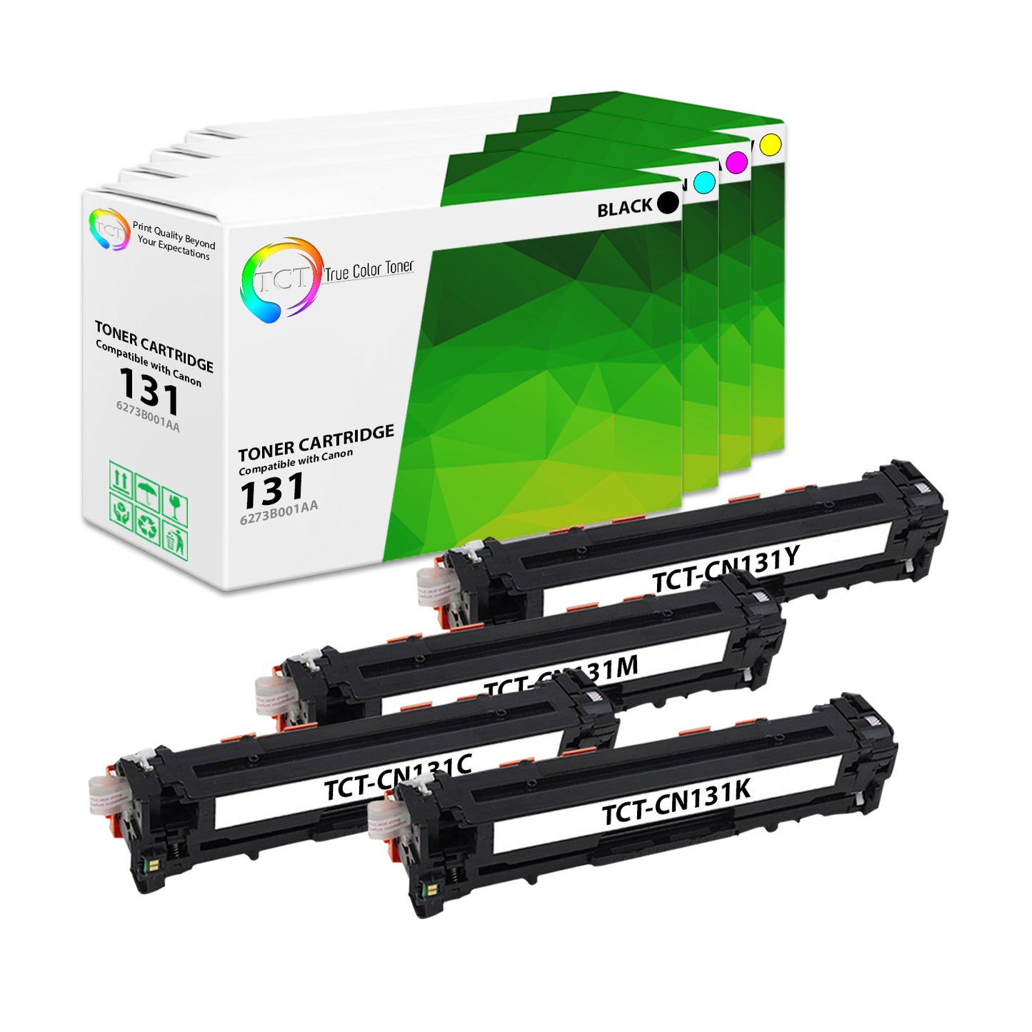 TCT Compatible Toner Cartridge Replacement for the Canon 131 Series - 4 Pack (BK, C, M, Y)