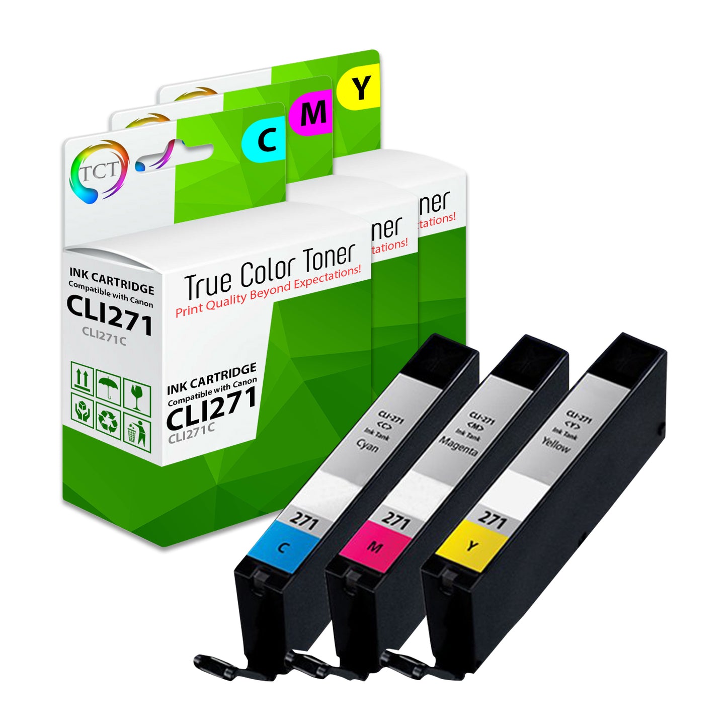 TCT Compatible Ink Cartridge Replacement for the Canon CLI-271 Series - 3 Pack (C, M, Y)