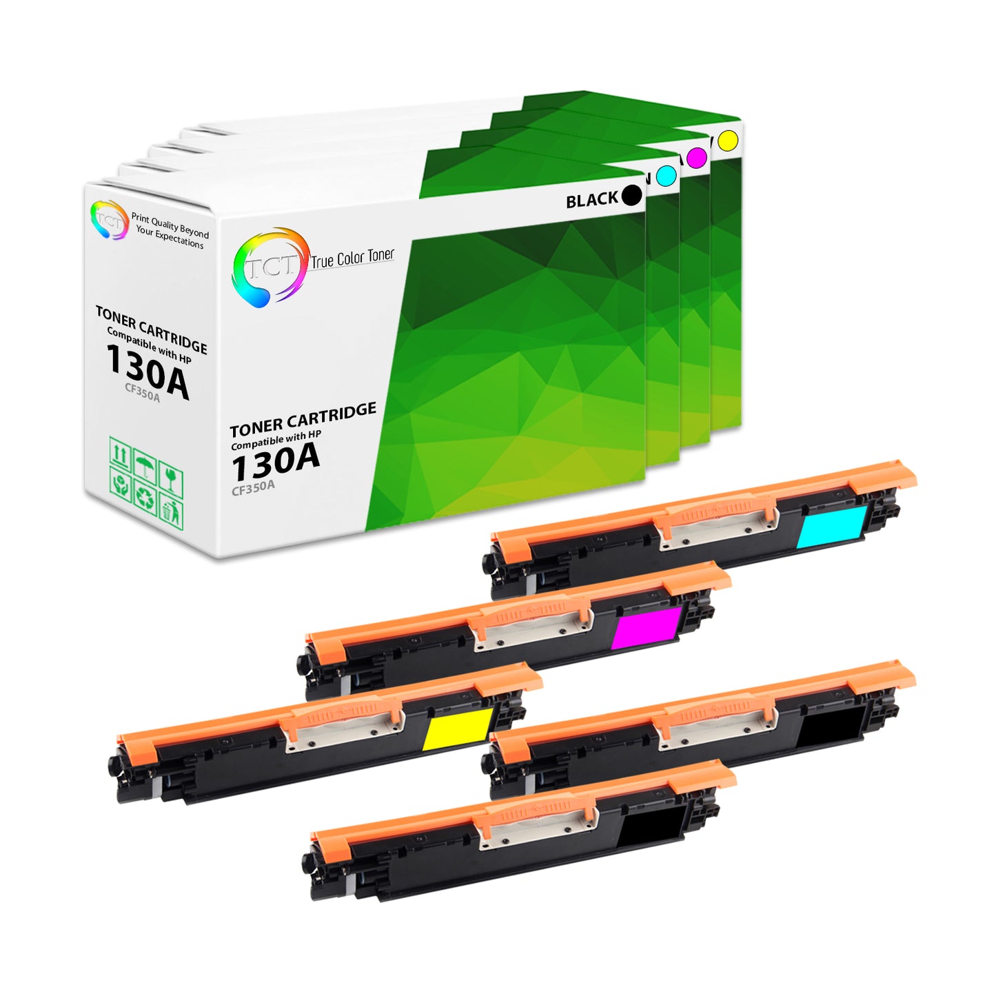 TCT Compatible Toner Cartridge Replacement for the HP 130A Series - 5 Pack (BK, C, M, Y)