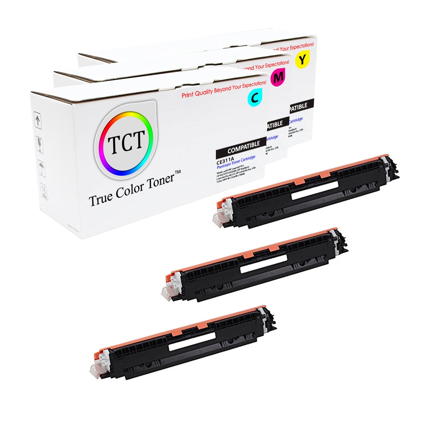 TCT Compatible Toner Cartridge Replacement for the HP 126A Series - 3 Pack (C, M, Y)