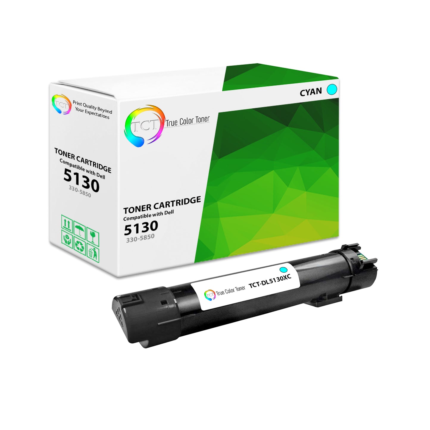TCT Compatible High Yield Toner Cartridge Replacement for the Dell 5130 Series - 1 Pack Cyan