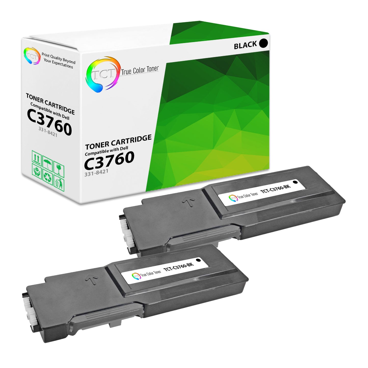 TCT Compatible Toner Cartridge Replacement for the Dell C3760 Series - 2 Pack Black