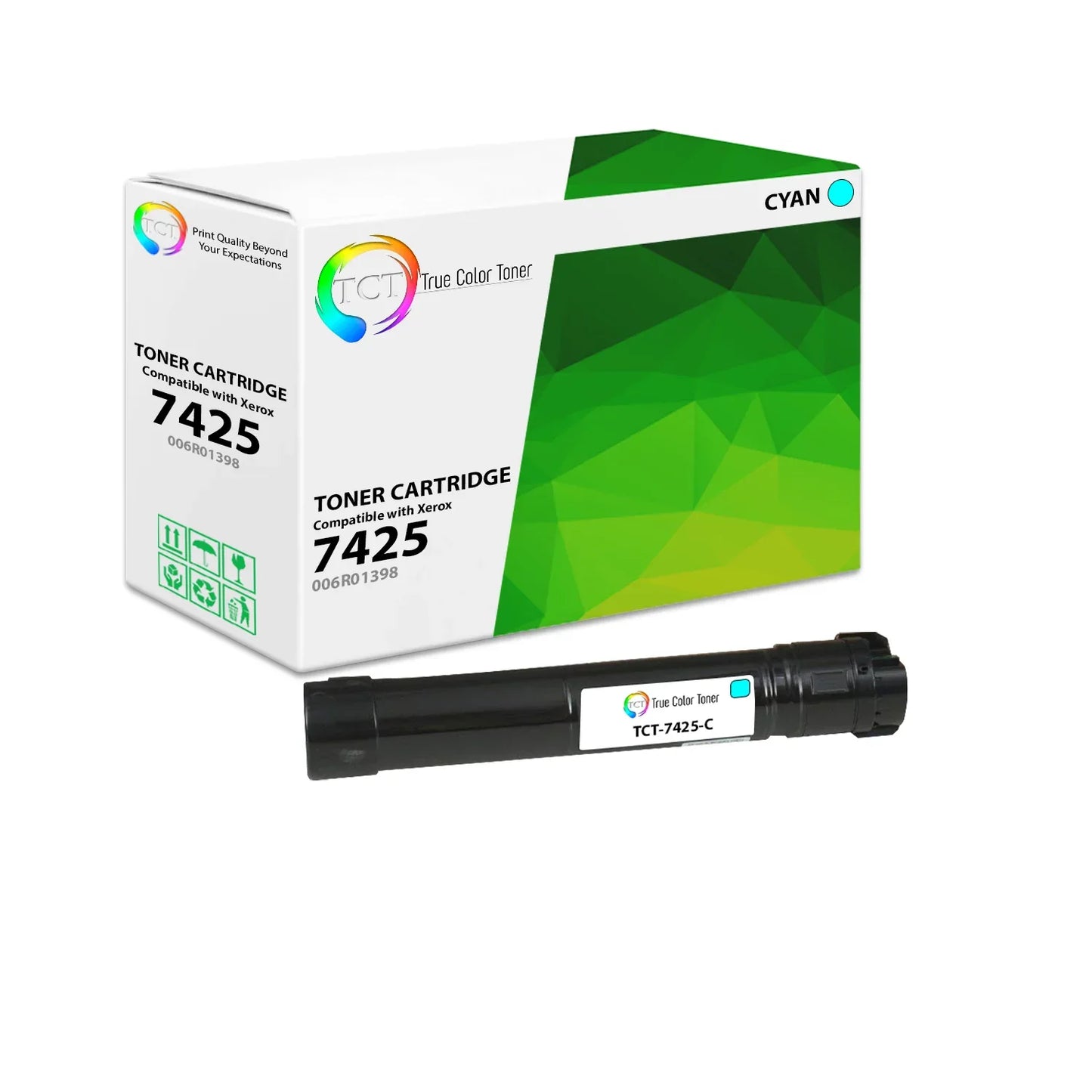 TCT Compatible Toner Cartridge Replacement for the Xerox 7425 Series - 1 Pack Cyan - True Color Toner