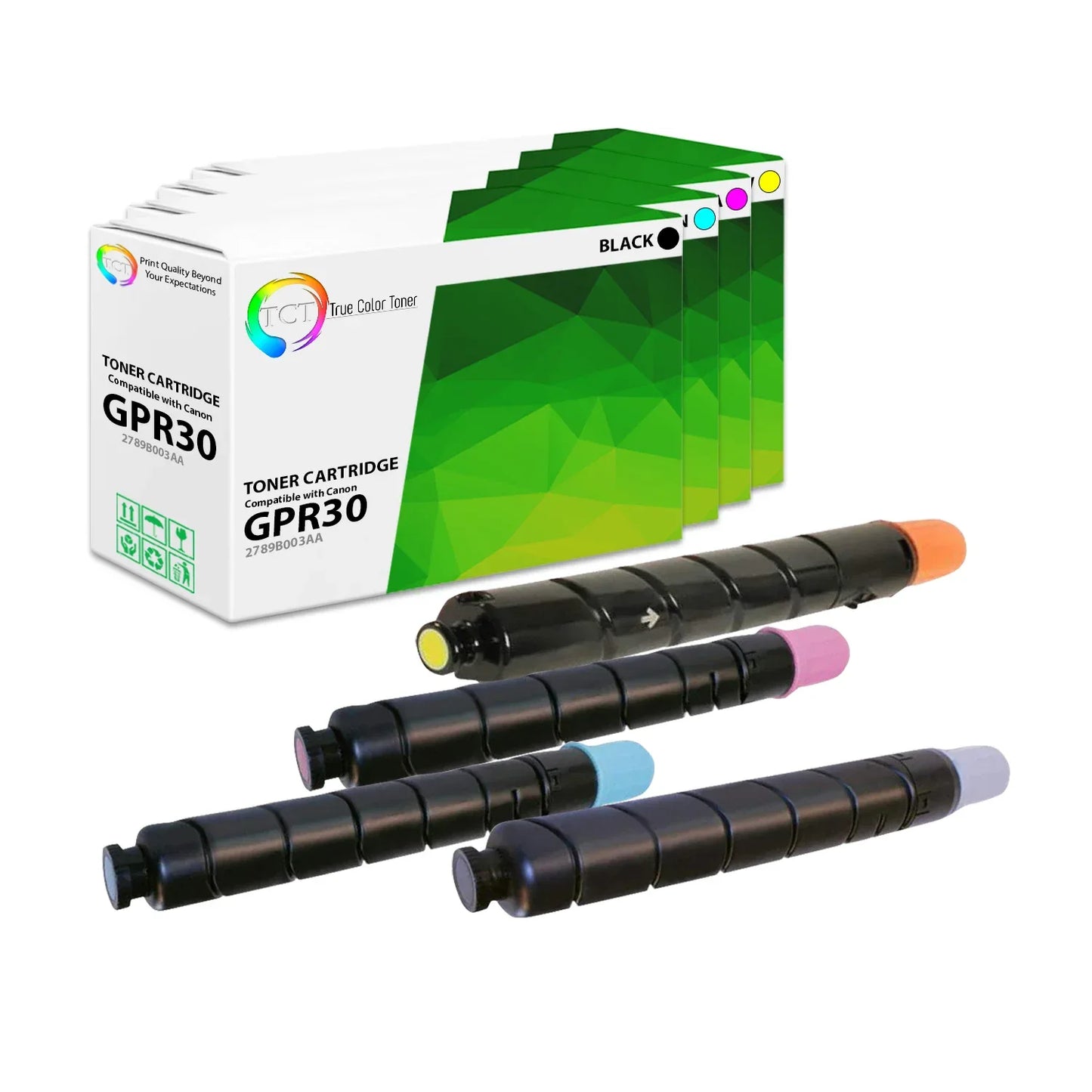 TCT Compatible Toner Cartridge Replacement for the Canon GPR30 Series - 4 Pack (BK, C, M, Y) - True Color Toner