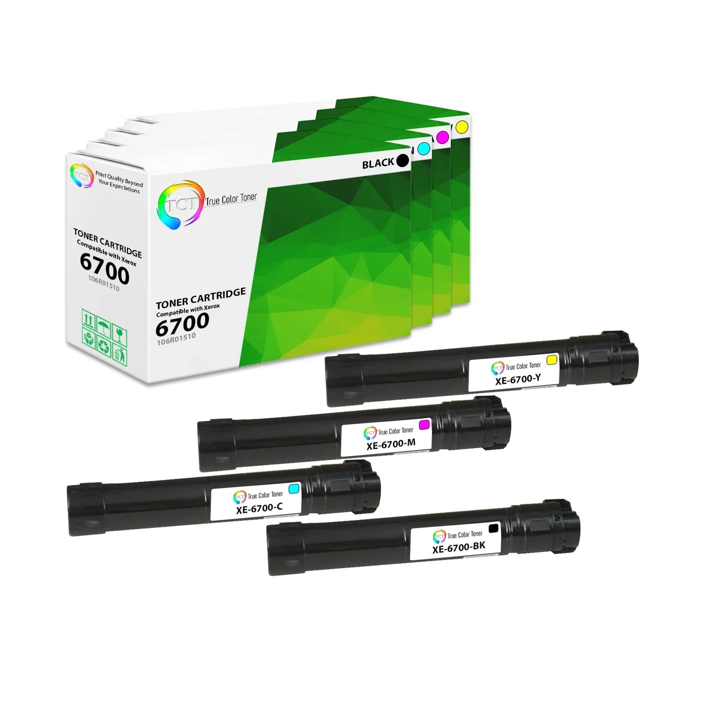 TCT Compatible Toner Cartridge Replacement for the Xerox 6700 Series - 4 Pack (BK, C, M, Y) - True Color Toner