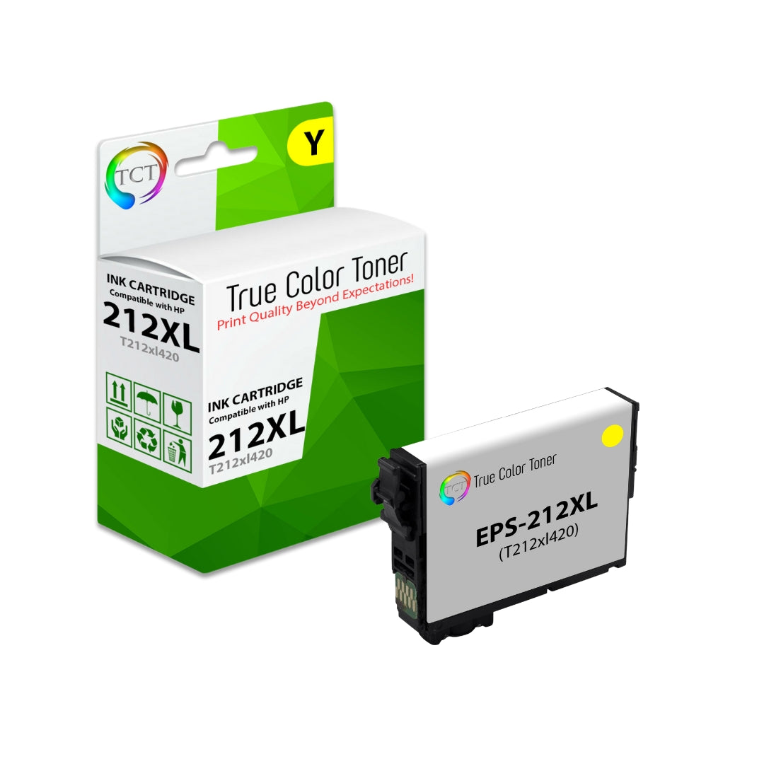 TCT Remanufactured High Yield Ink Cartridge Replacement for the Epson 212XL Series - 1 Pack Yellow
