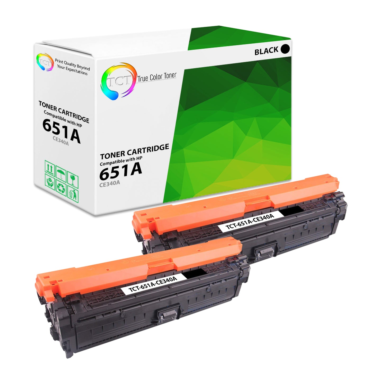 TCT Compatible Toner Cartridge Replacement for the HP 651A Series - 2 Pack Black