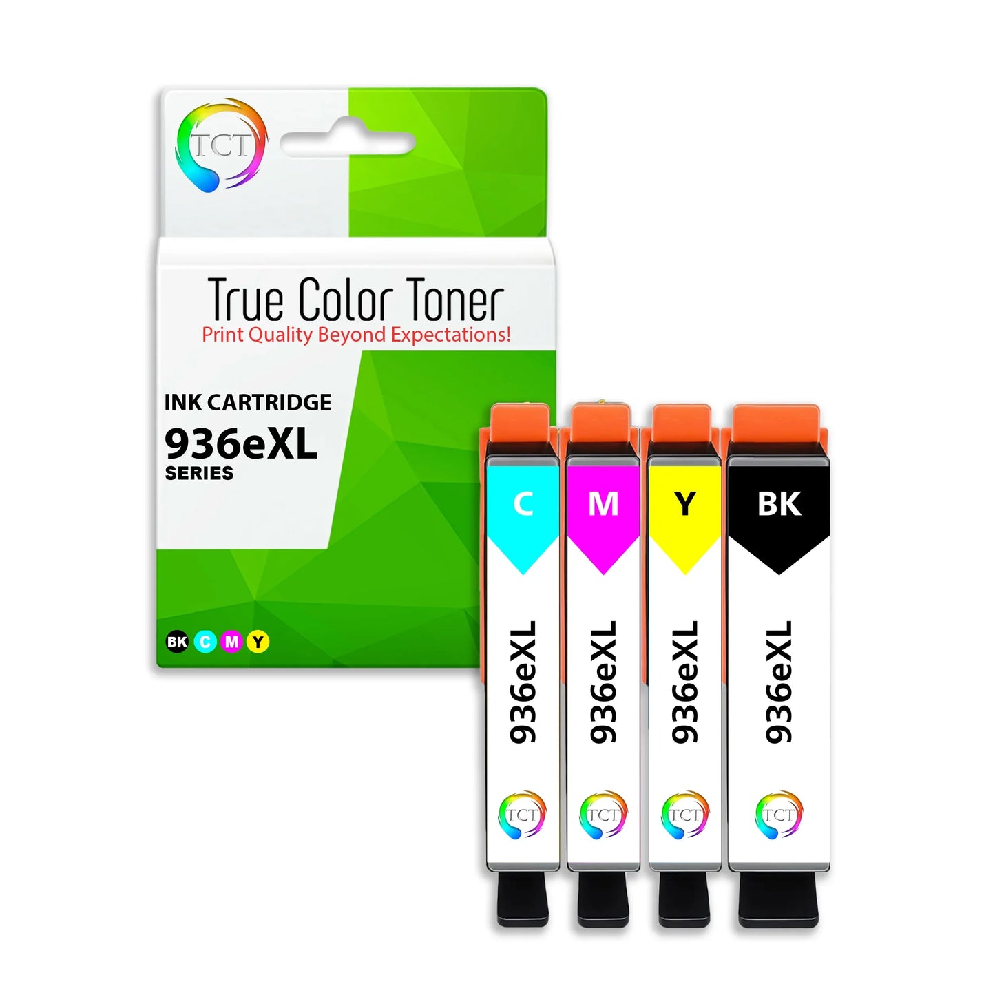 4PK TCT Premium 936XL B C Y M for Compatible HP OfficeJet 9110 Ink Cartridge - True Color Toner