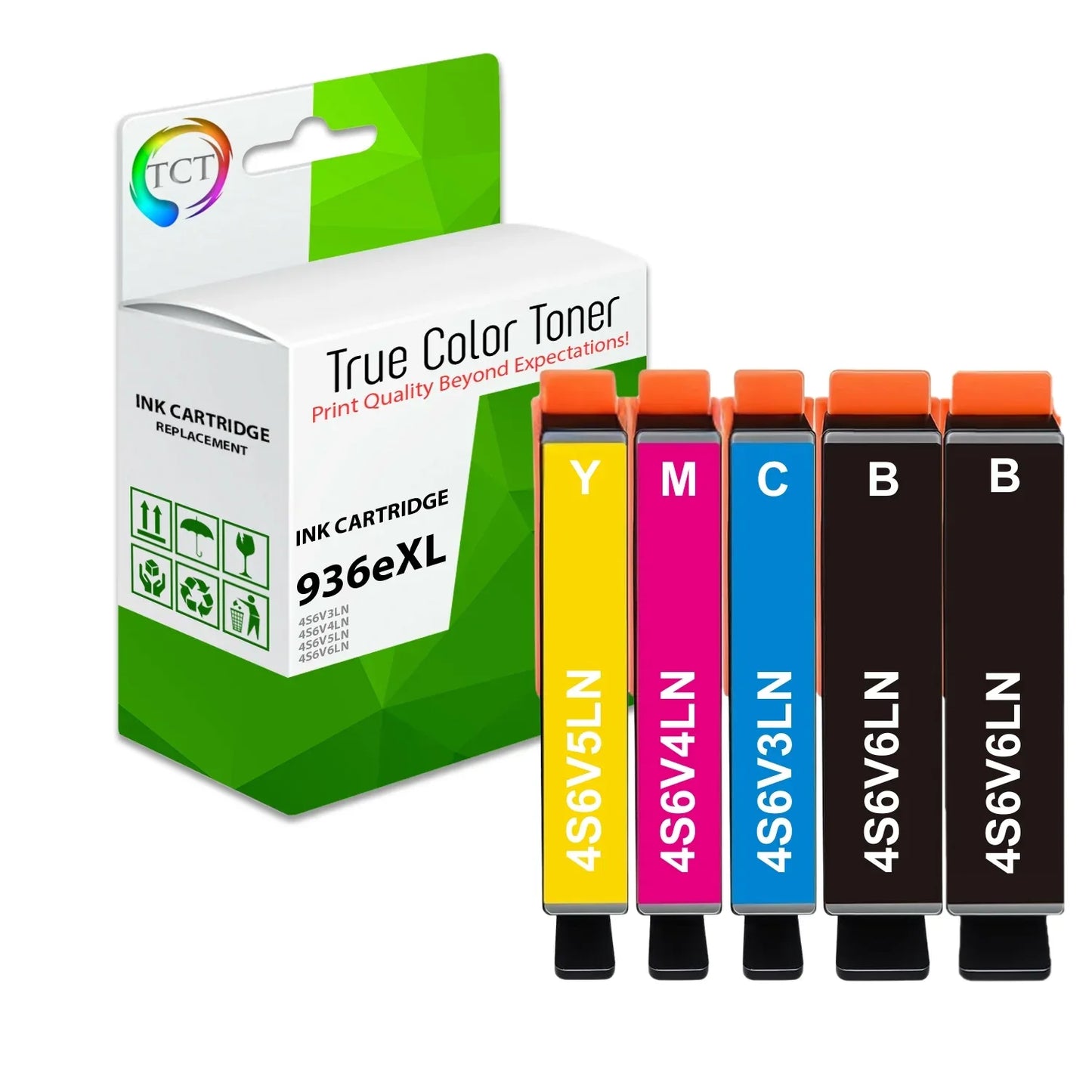 5PK TCT Premium 936XL B C Y M for Compatible HP OfficeJet 9110 Ink Cartridge - True Color Toner