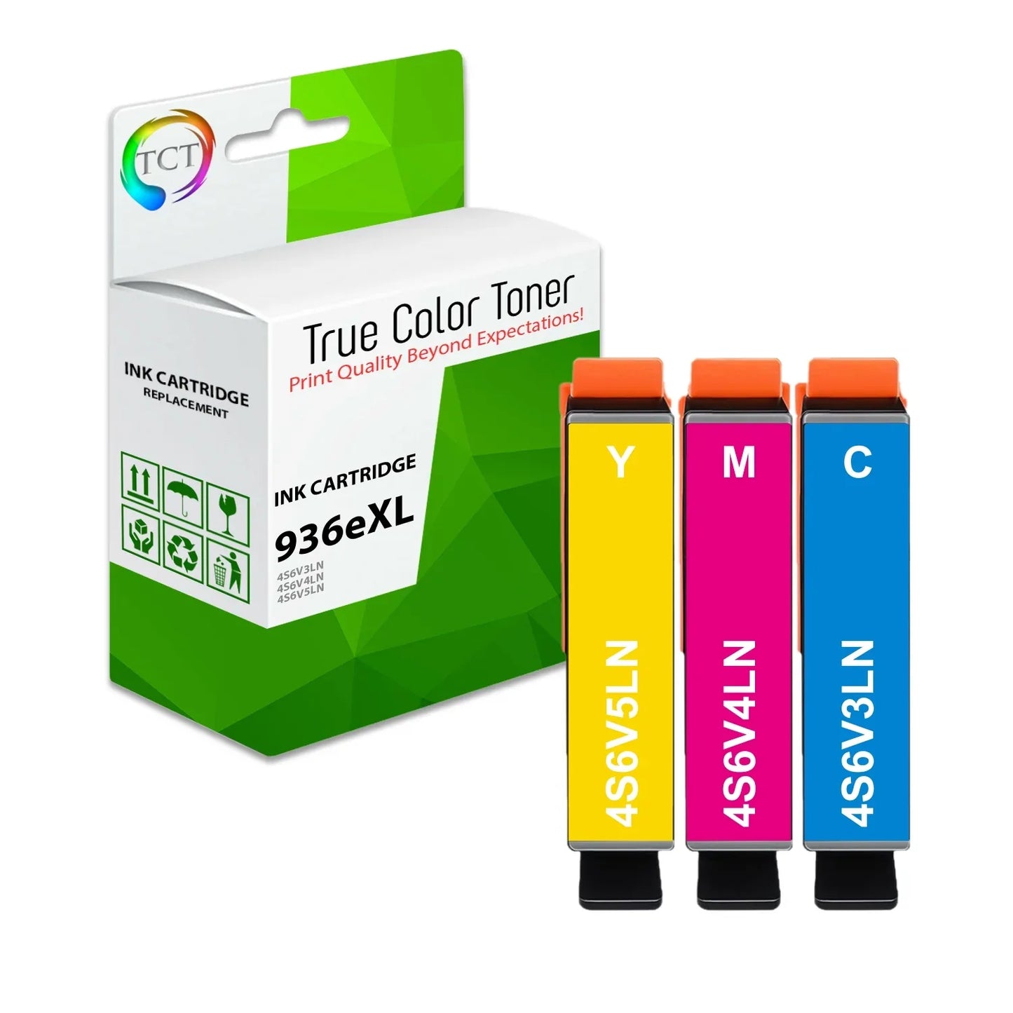 3PK TCT Premium 936XL Color HY for Compatible HP OfficeJet 9110 Ink Cartridge - True Color Toner