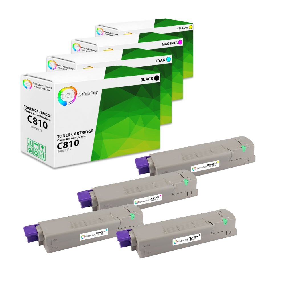 TCT Compatible Toner Cartridge Replacement for the Okidata C810 Series - 4 Pack (BK, C, M, Y)