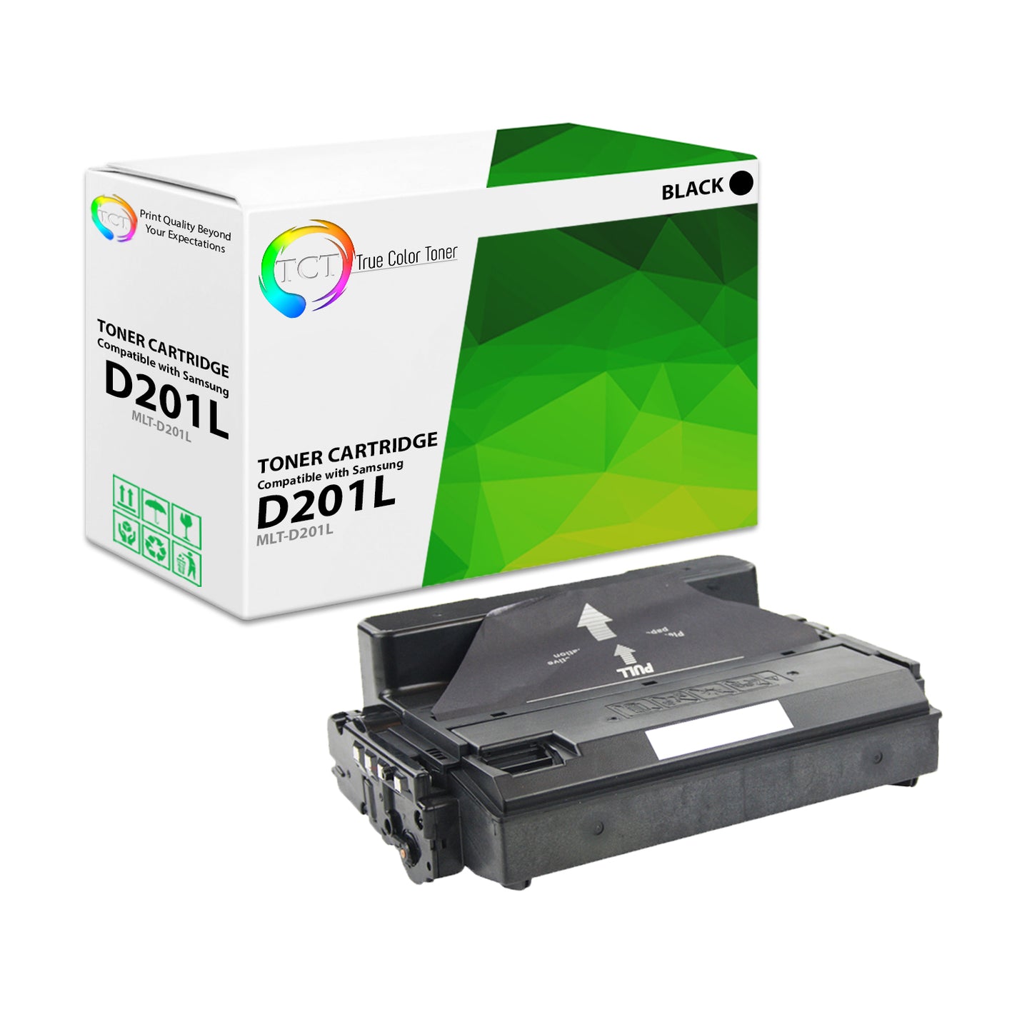 TCT Compatible High Yield Toner Cartridge Replacement for the Samsung MLTD201L Series - 1 Pack Black