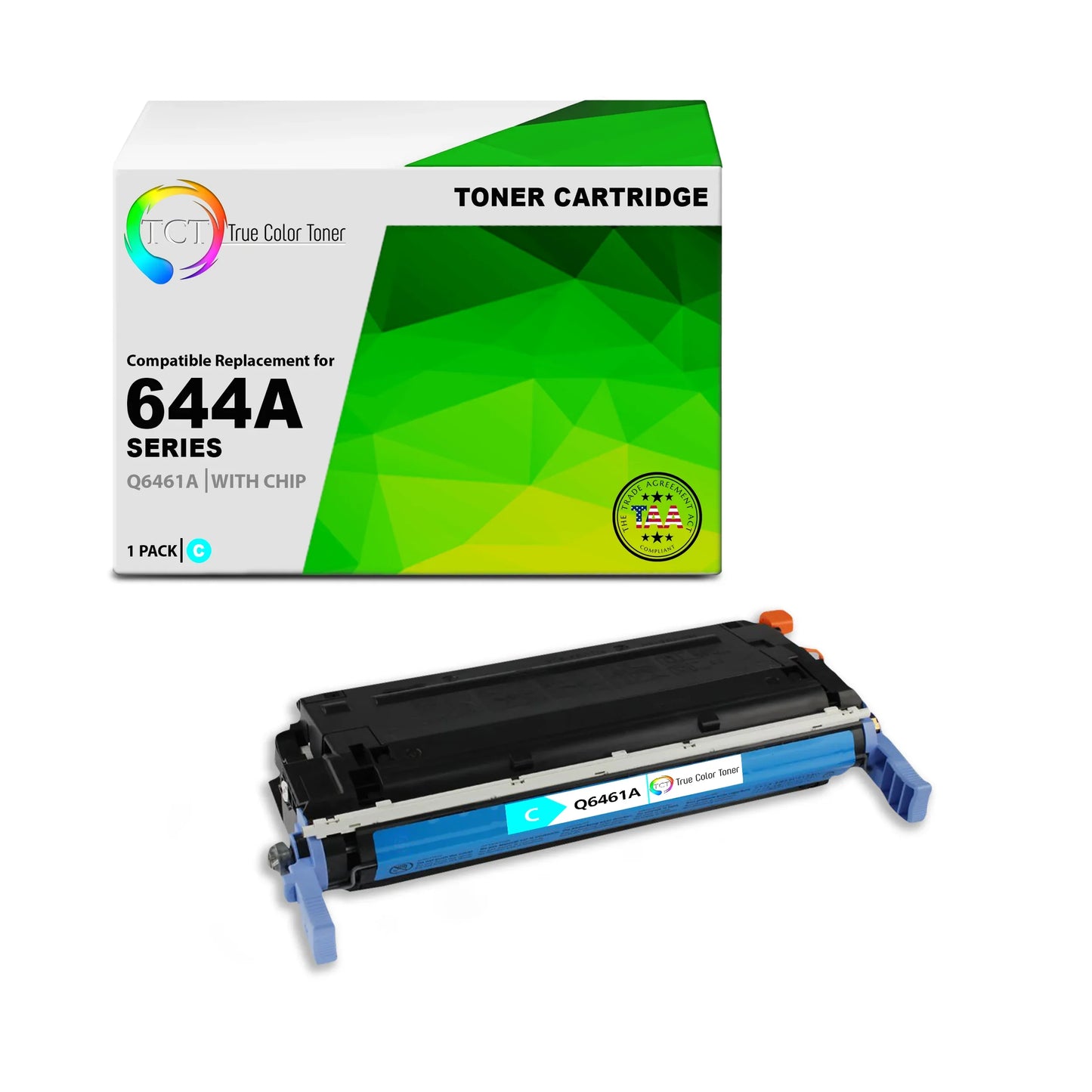 TCT 644A Cyan Toner Cartridge - TAA Compliant Compatible Replacement for HP 644A Q6461A - True Color Toner
