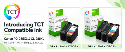 TCT compatible Canon PG-285XL and CL-286XL ink cartridge 2-pack and 3-pack for Canon PIXMA TR7820 and TS7720 printers