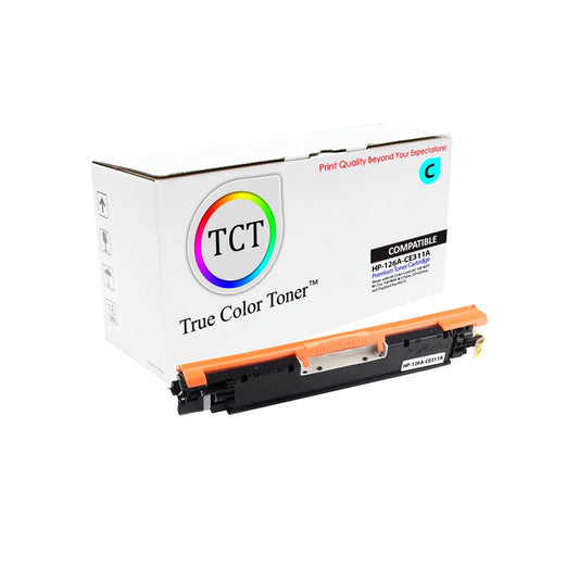 TCT Compatible Toner Cartridge Replacement for the HP 126A Series - 1 Pack Cyan - True Color Toner