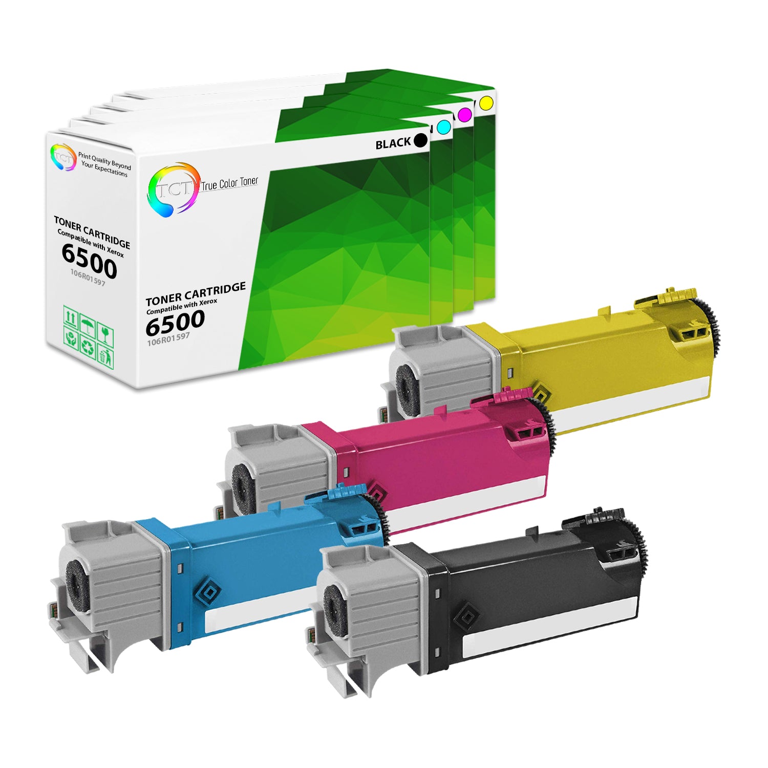 TCT Compatible Toner Cartridge Replacement for the Xerox 6500 Series - 4 Pack (BK, C, M, Y)