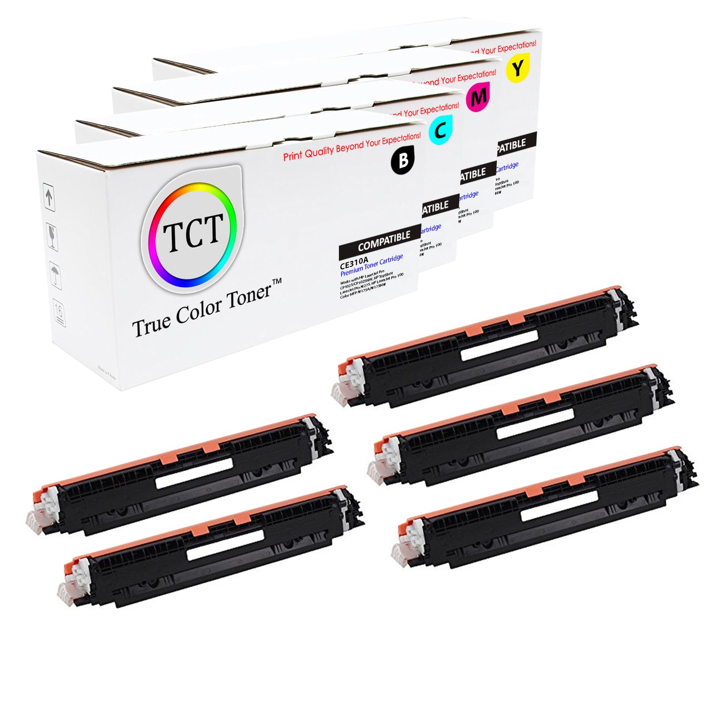 TCT Compatible Toner Cartridge Replacement for the HP 126A Series - 5 Pack (BK, C, M, Y)