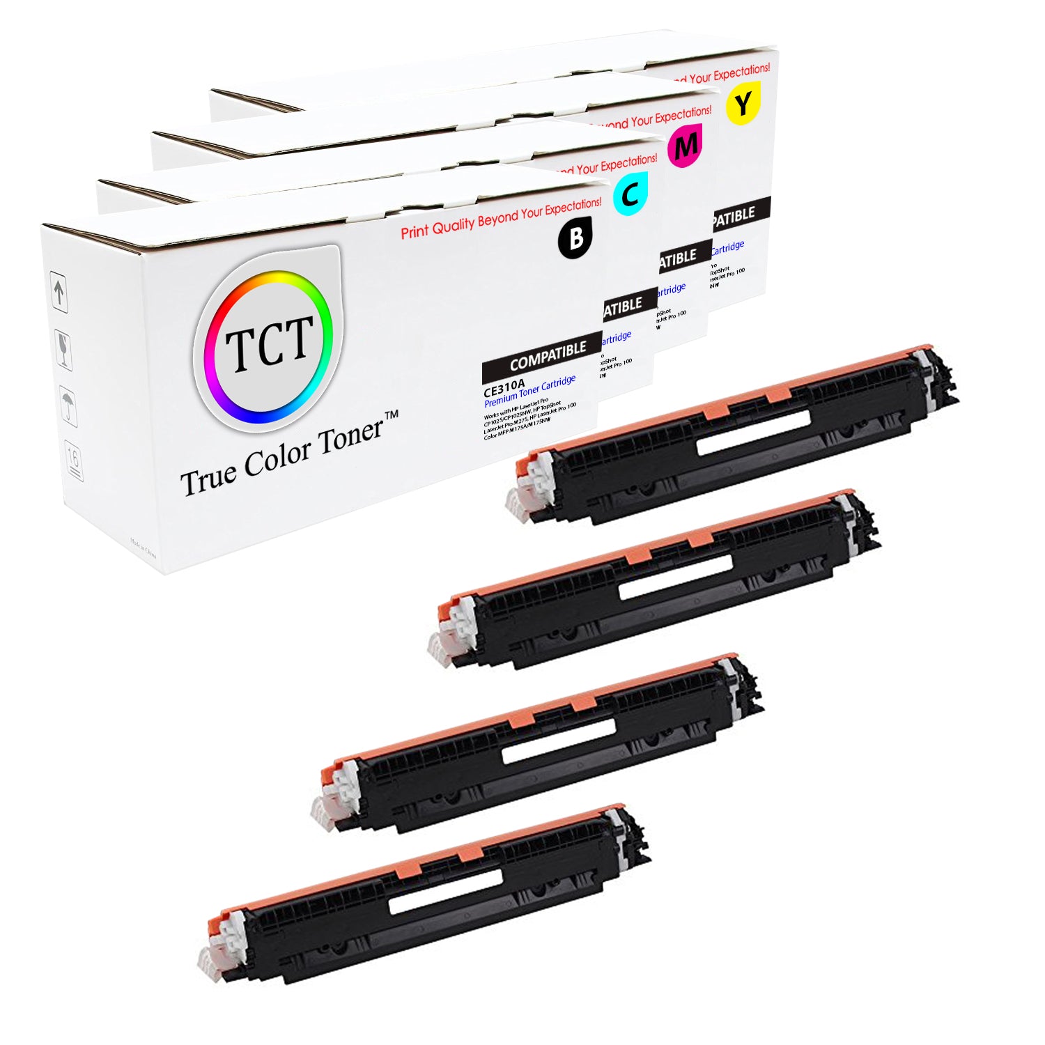 TCT Compatible Toner Cartridge Replacement for the HP 126A Series - 4 Pack (BK, C, M, Y)