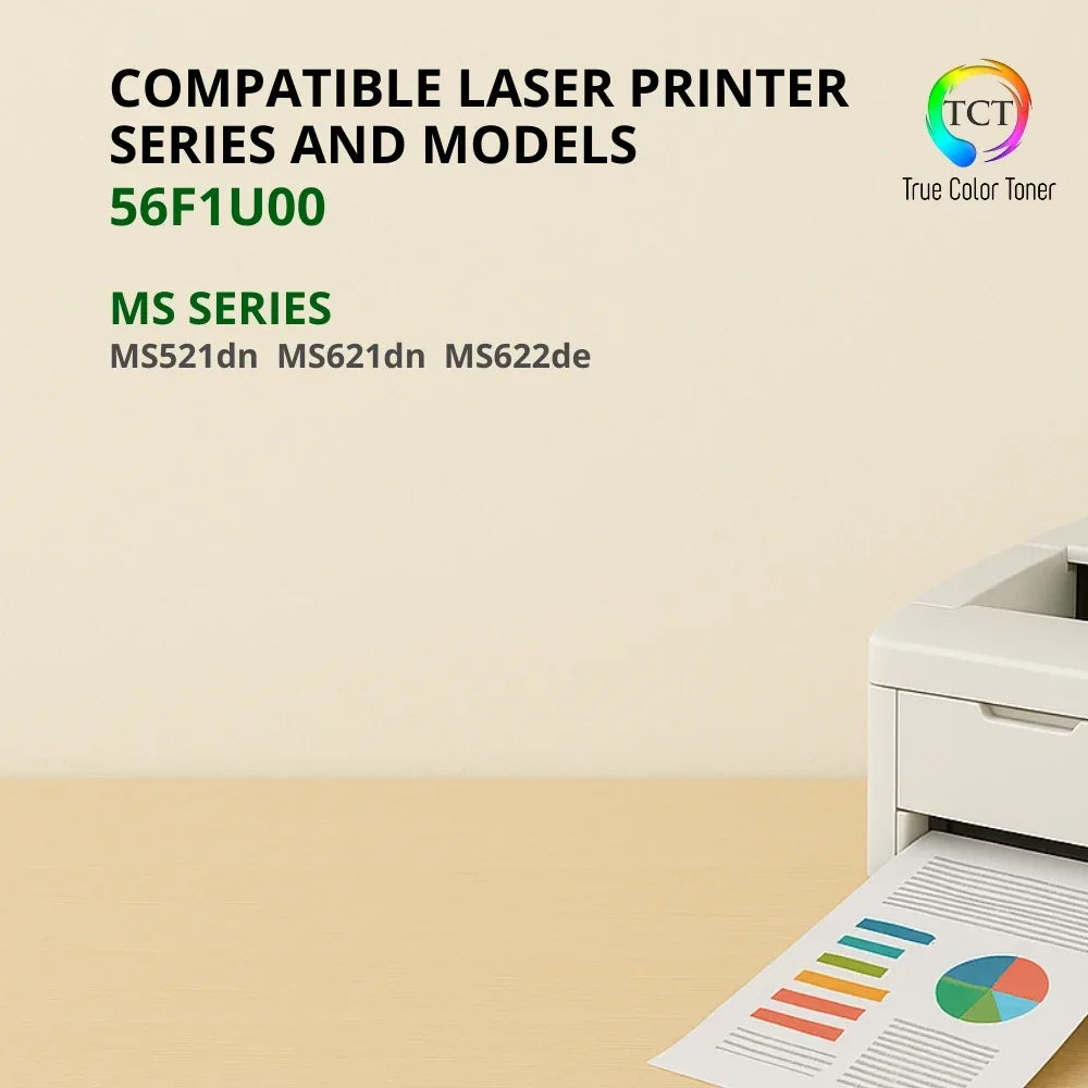 TCT 56F1U00 Black Ultra High Yield Toner Cartridge – Compatible Replacement for Lexmark MS521 MS621 MS622 Printers (25,000 Pages) - True Color Toner