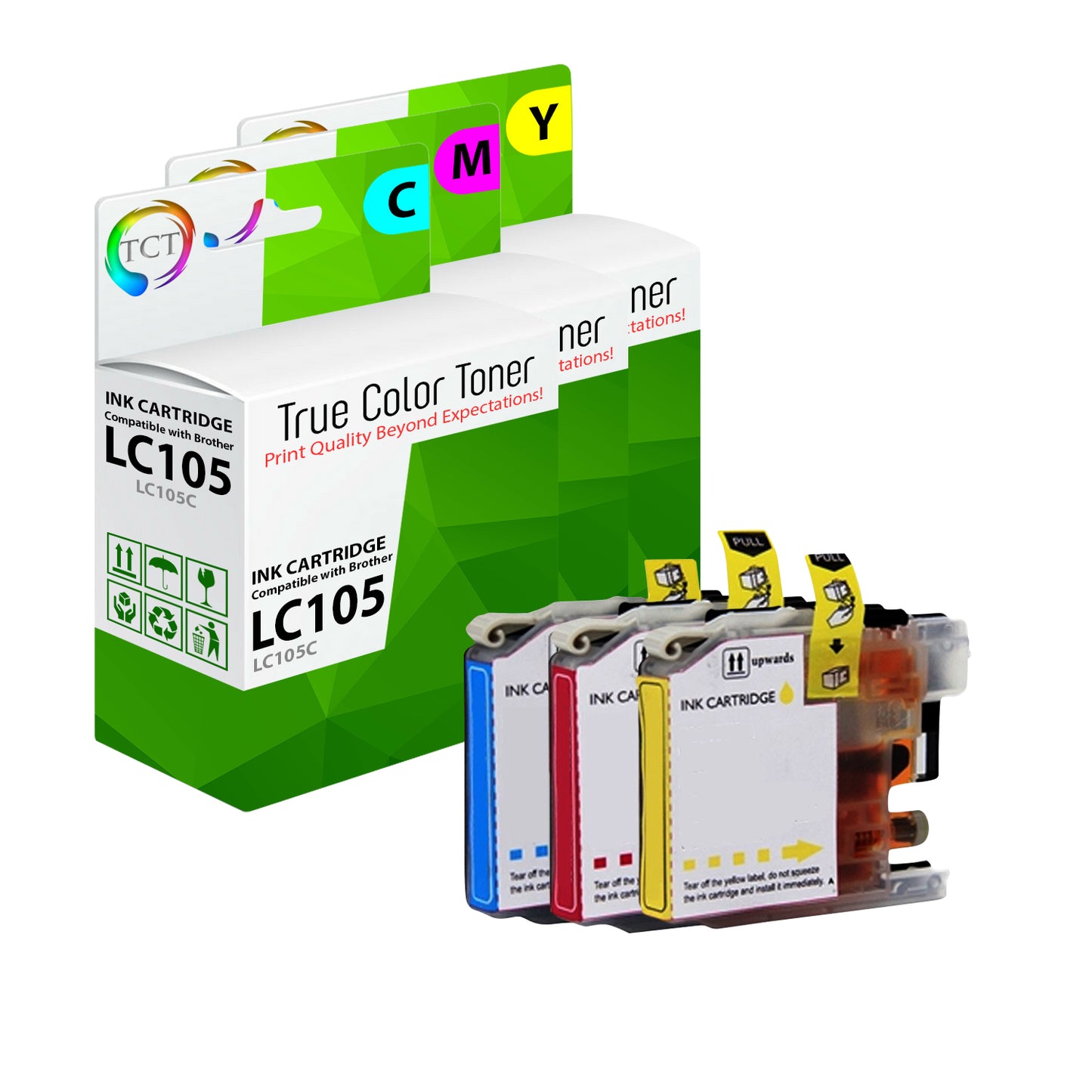 TCT Compatible Ink Cartridge Replacement for the Brother LC105 Series - 3 Pack (C, M, Y)